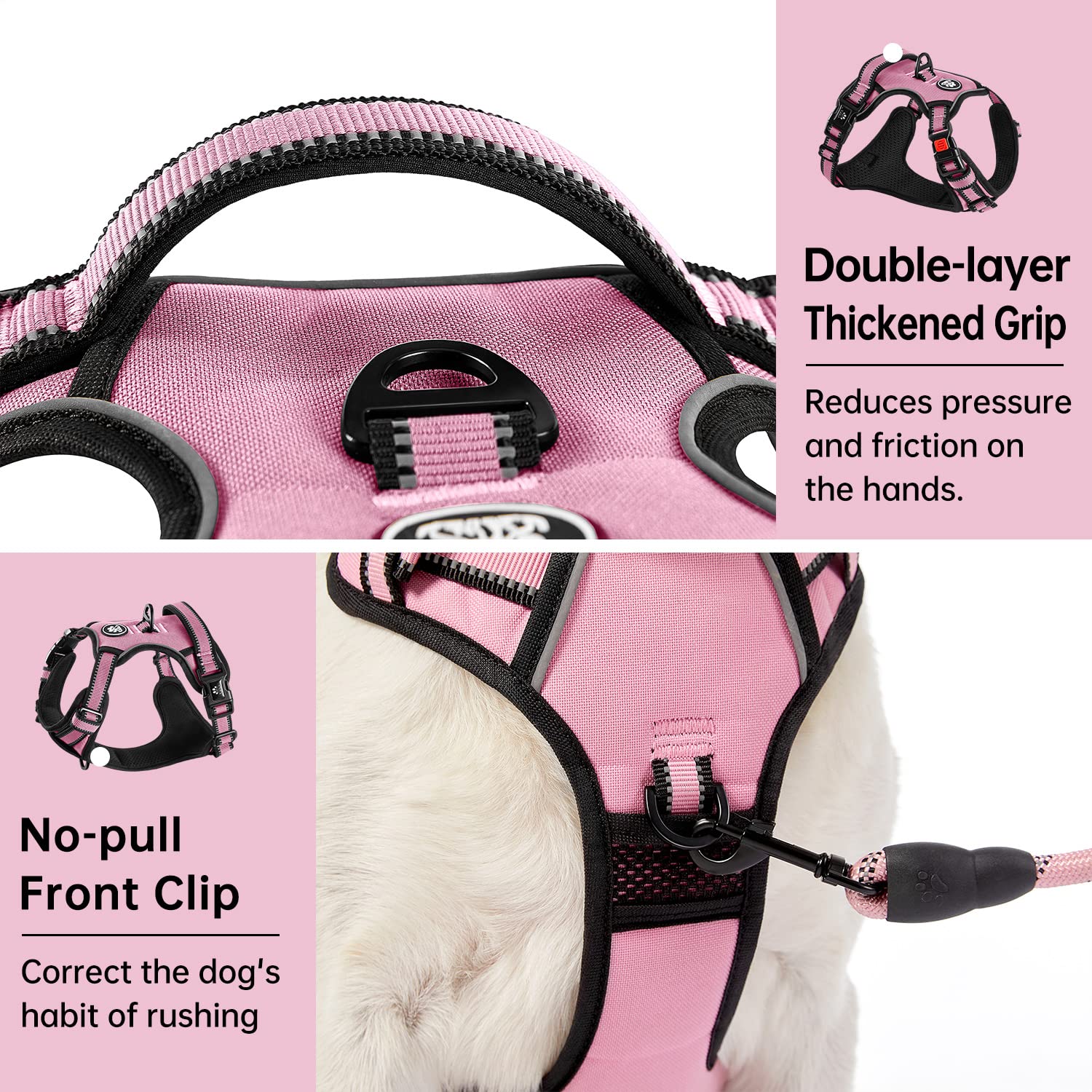 Ivy&Lane No Pull Dog Harness For Large Dogs, Reflective Dog Vest Harness With Leash, Safety Belt And Storage Strap, Fully Adjust