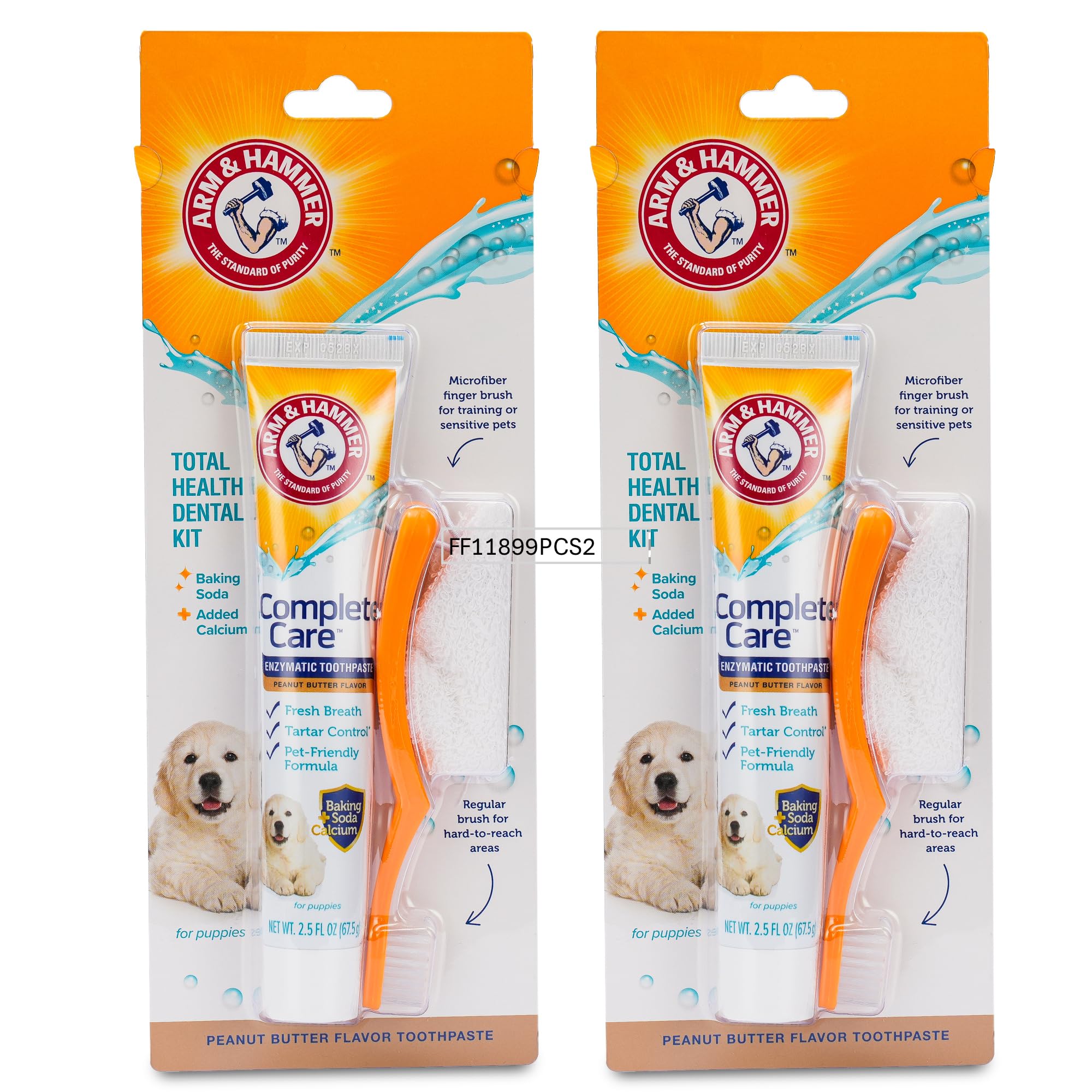 Arm & Hammer Complete Care Puppy Dental Kit, Chicken Flavor Enzymatic Dog Toothpaste, Toothbrush, & Microfiber Brush, Baking Sod