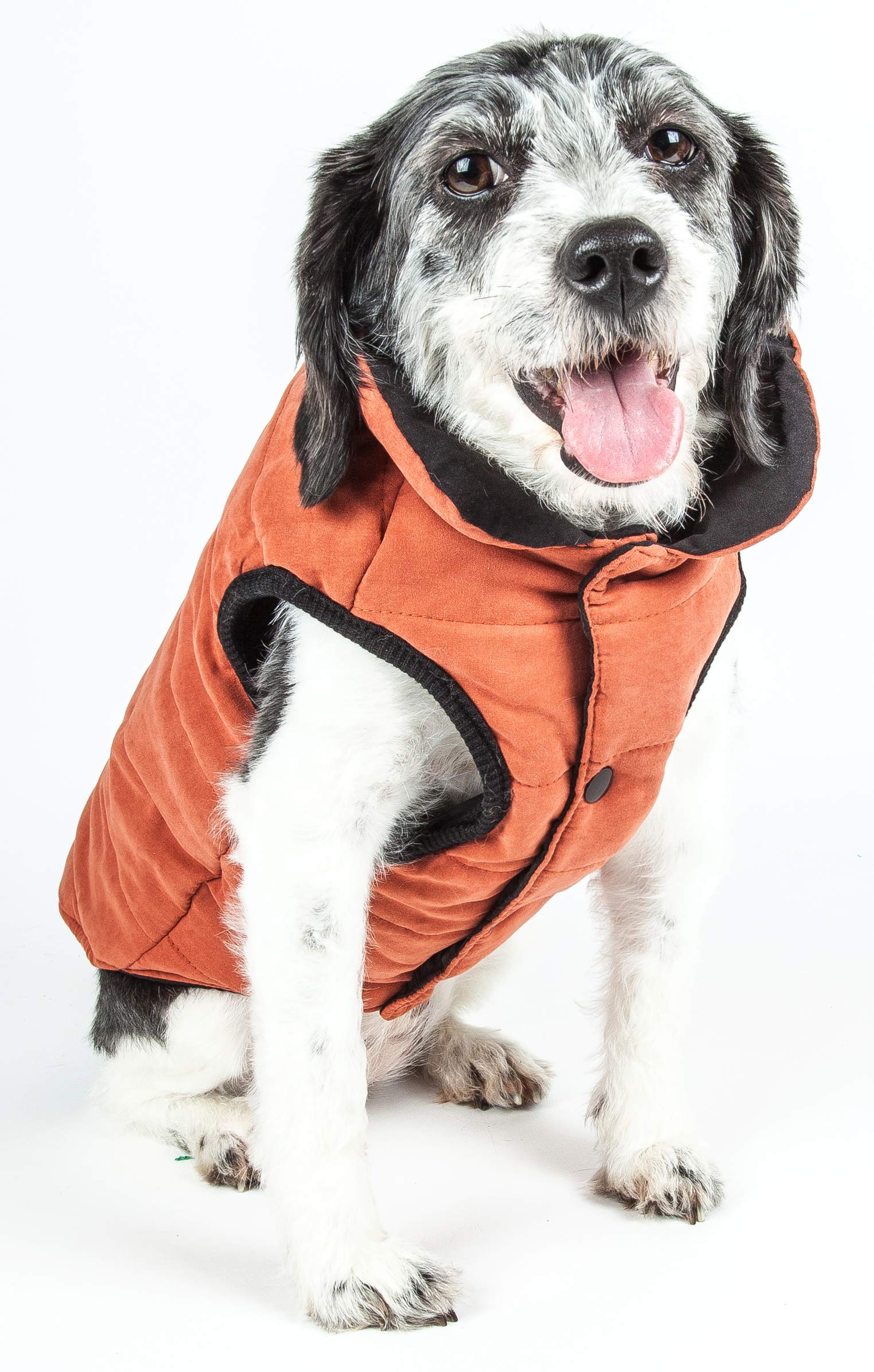 TOUCHDOG 'Waggin Swag' Fashion Designer Reversible 3M Insulated Pet Dog Coat Jacket, Small, Brown / Orange