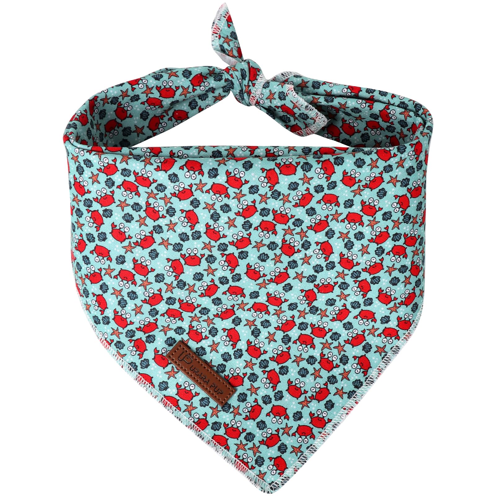 Up Urara Pup Summer Dog Bandana,Cute Pet Bandana With Crabs Pattern,Adjustable Blue Puppy Dog Bibs,Washable Triangle Dog Scarf F