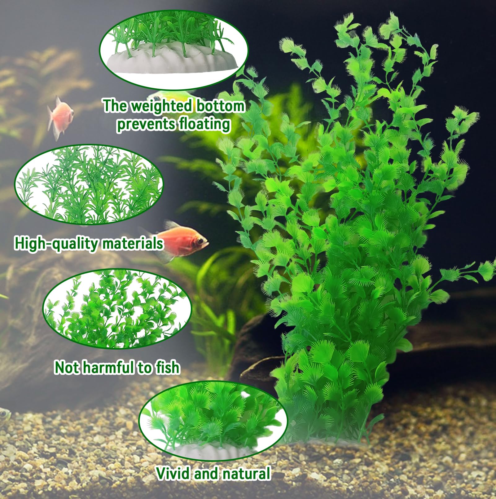 kathson 2PCS Extra Large Artificial Aquarium Plants,23 Inches Tall Fish Tank Decorations Plant Plastic Seaweed Decor Bendable Un