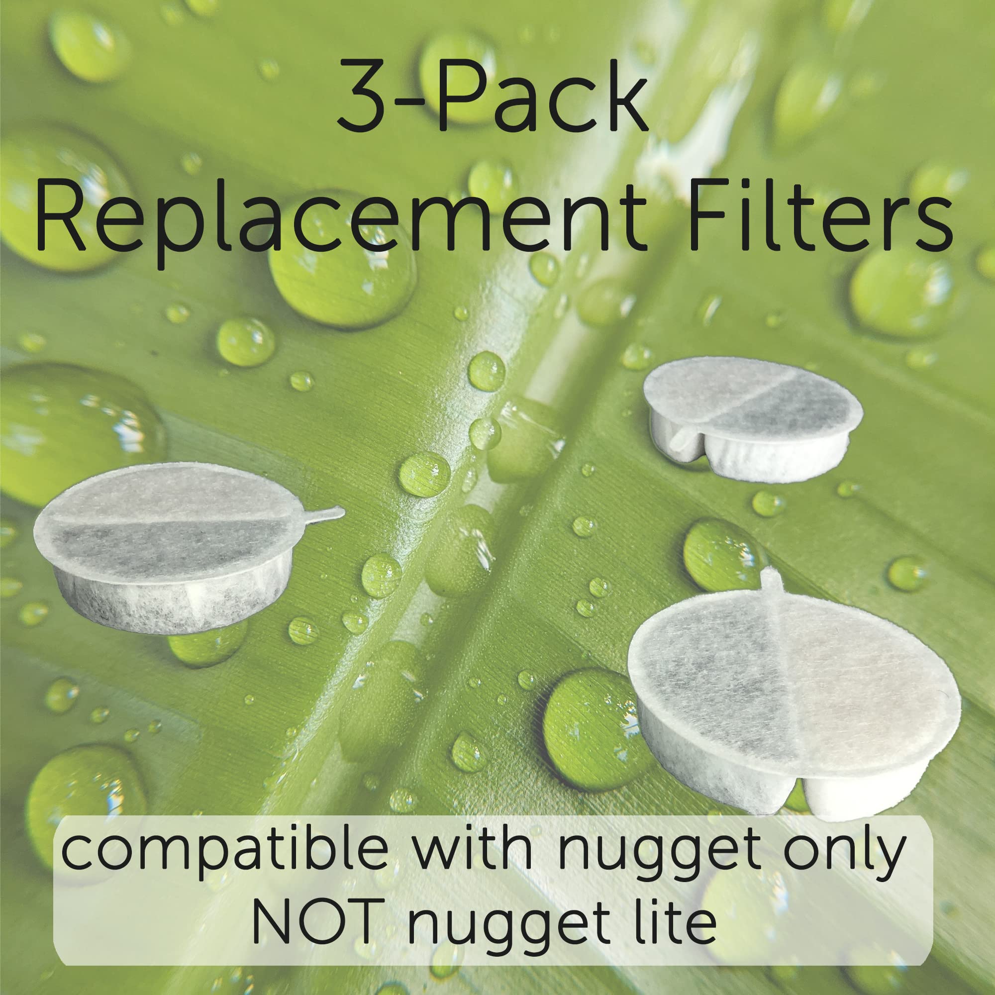 Nugget Drinking Fountain Replacement Filters (3 Pack) | Activated Charcoal And Ion Exchange Resin For Water Filtration