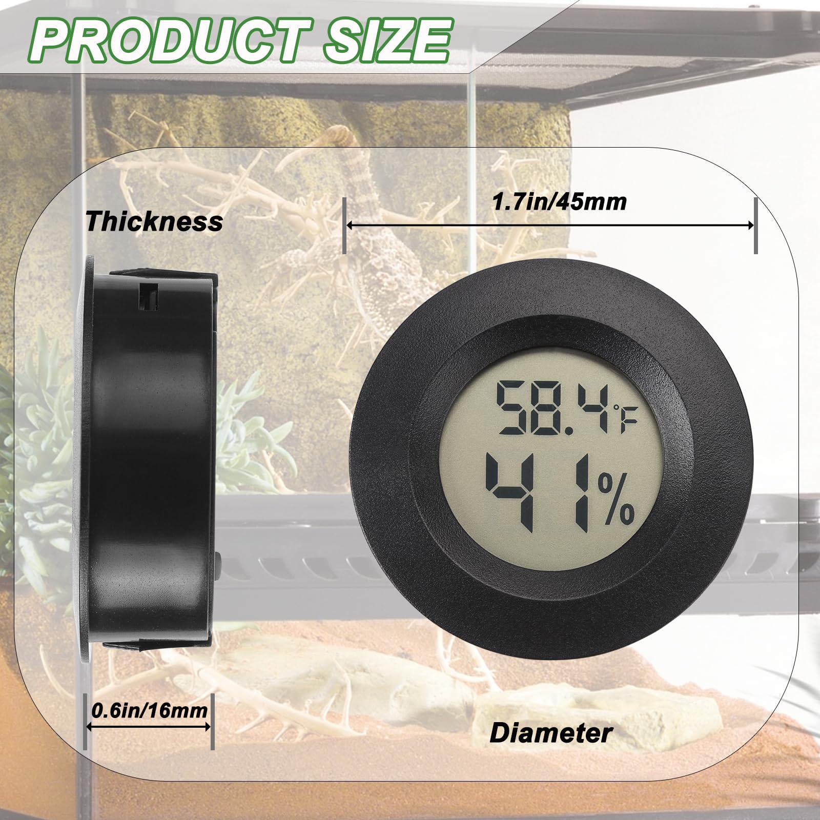 Reptile Thermometer And Humidity Gauge Digtal Terrarium Thermometer Circular Bearded Dragon Cage Accessories Reptile Temp And Hu