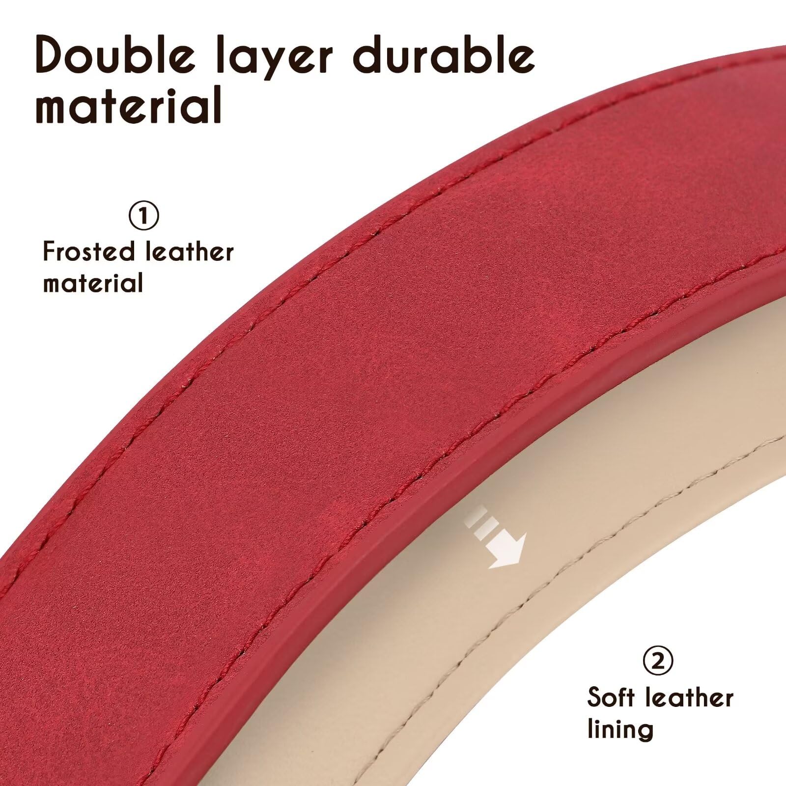 Didog Soft Padded Leather Dog Collar, Adjustable Dog Collars For Medium Dogs With Heavy Duty Metal Buckle And D Ring,Red,L