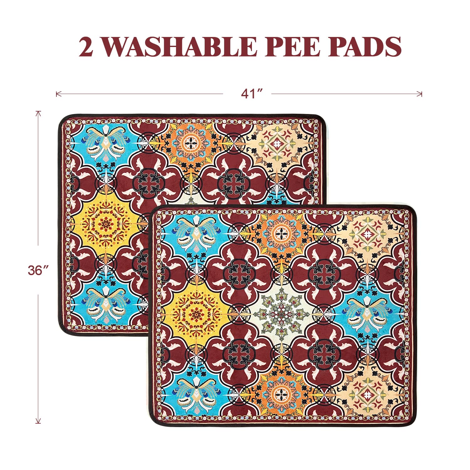 Qeils Christmas Washable Pee Pads For Dogs, 2 Pack Reusable Puppy Pads 36''X41'' Super Absorbent Leakproof Dog Training Pads, No