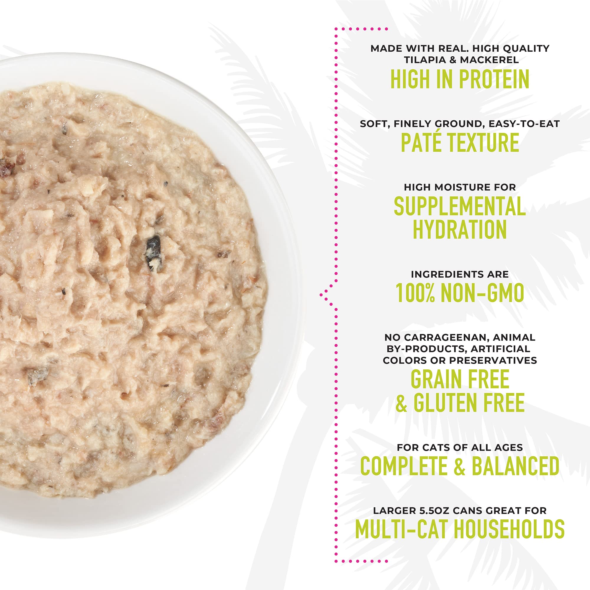 Tiki Cat Luau Pate, Tilapia Recipe in Tilapia Consumme, Grain-Free Balanced Nutrition Wet Canned Cat Food, for All Life Stages,
