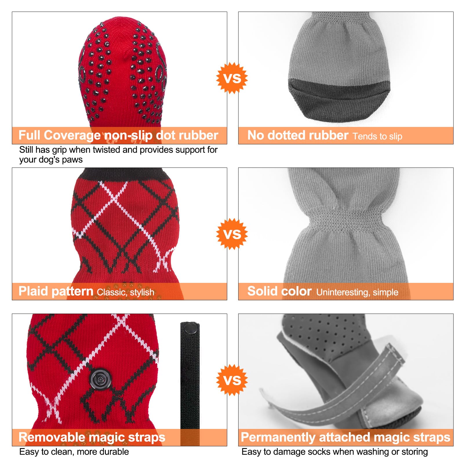 Beautyzoo Dog Socks To Prevent Licking Paws For Hardwood Floors Anti Slip, Dog Shoes Booties For Hot/Cold Pavement,Grippy Boots & Paw Protectors Traction Control For Small Medium Large Senior Dogs