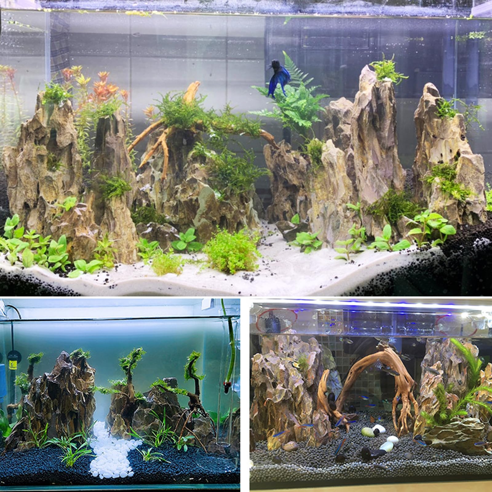 Unocho Natural Aquarium Rocks Dragon Stone Rock Aquariums Decoration Aquascaping Stone 2-4 inches for Aquariums Landscaping Mode