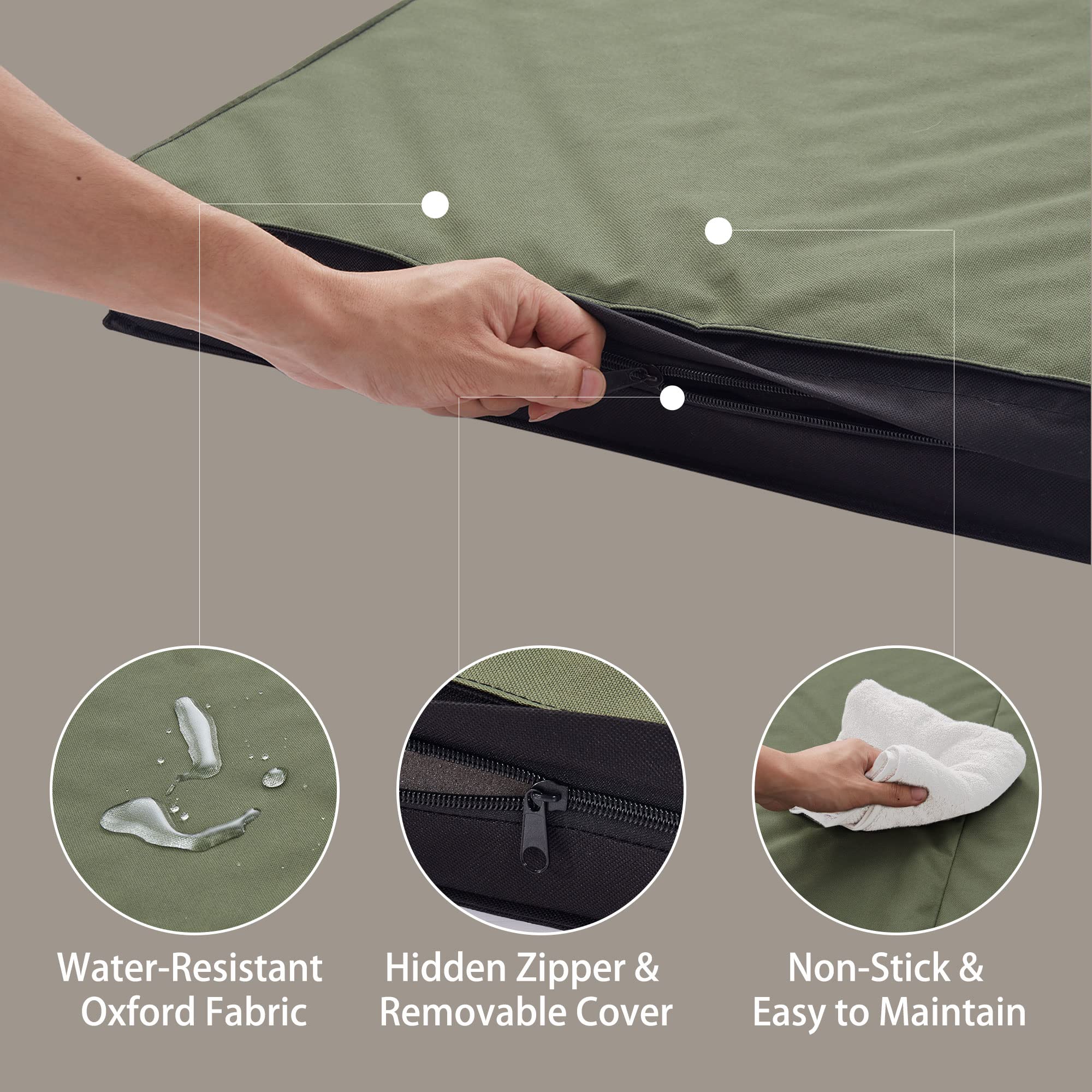 Petabby Outdoor Dog Beds For Large Dogs, Waterproof Dog Bed Portable With Washable Cover, Foldable Durable Dog Bed Orthopedic For Outside Indoor, All Weather To Use