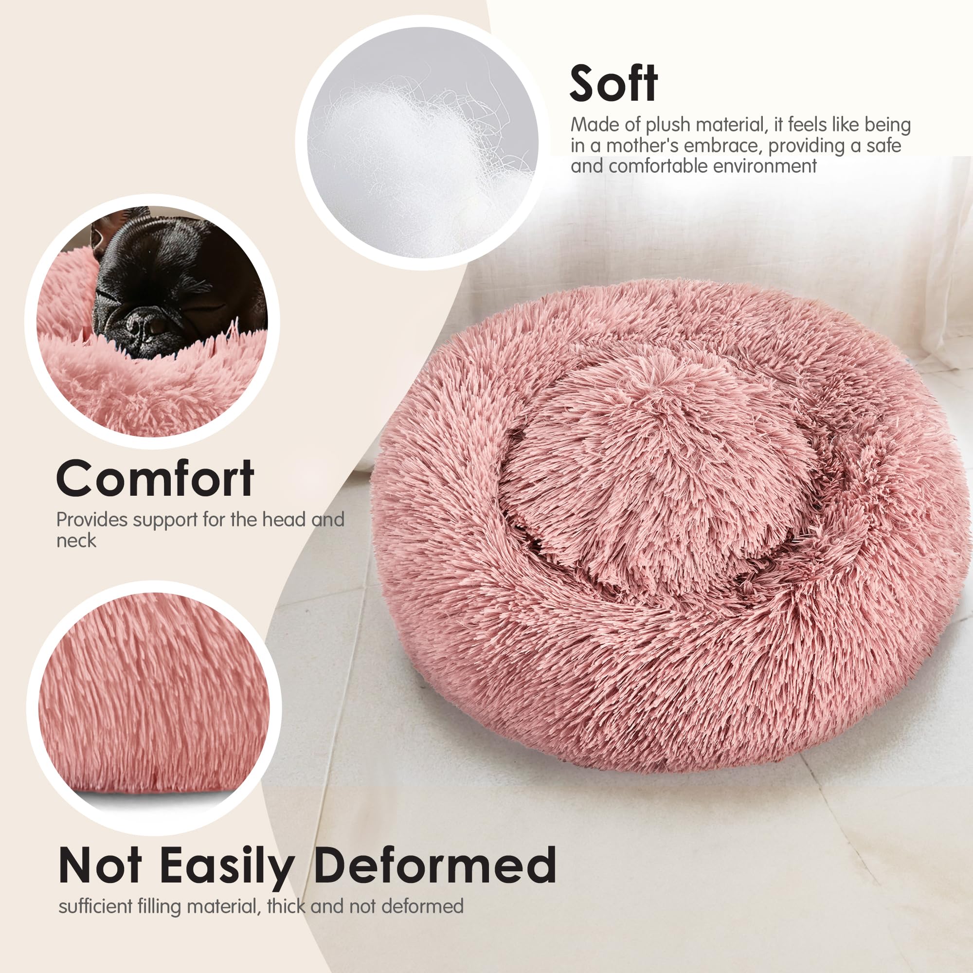 Dog Beds Large Sized Dog and Cats, 32in Pet Beds for Large Pet, Washable Indestructible Extra Large Dog Bed (Pink)