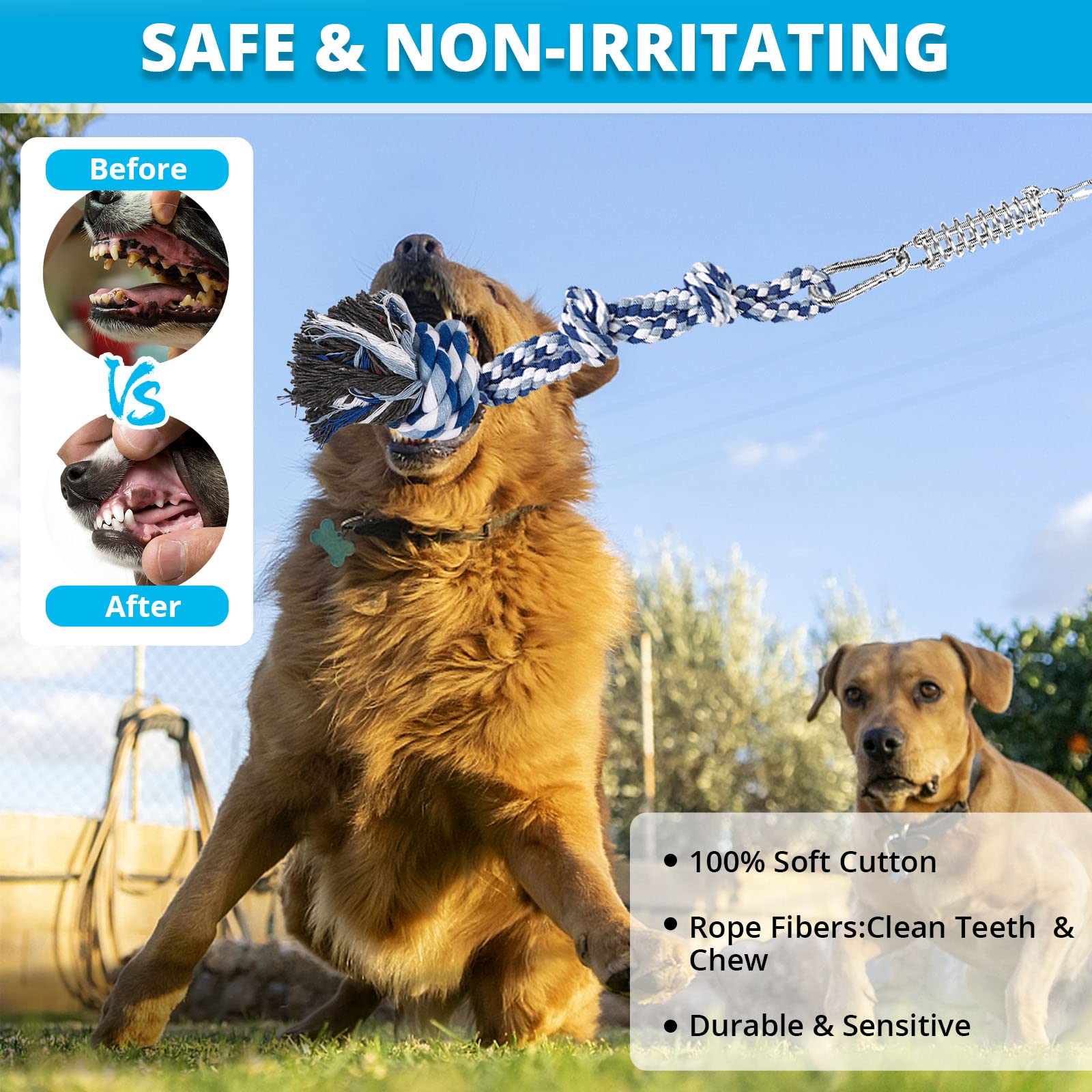 Tt Trsmima Spring Pole Rope Toys: Rope Pull & Tug Of War With A Big Spring Pole Kit & 2 Strong 16Ft Toys - Muscle Builder Intera