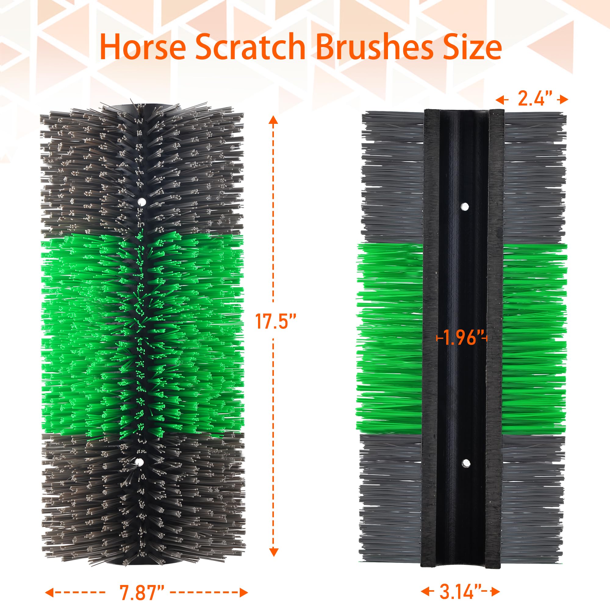 Kunbeien 4Pcs Livestock Scratch Brushes, Green (Including 304 Stainless Steel Screws, Best Firm Bristle Brushes, Suitable For Ho