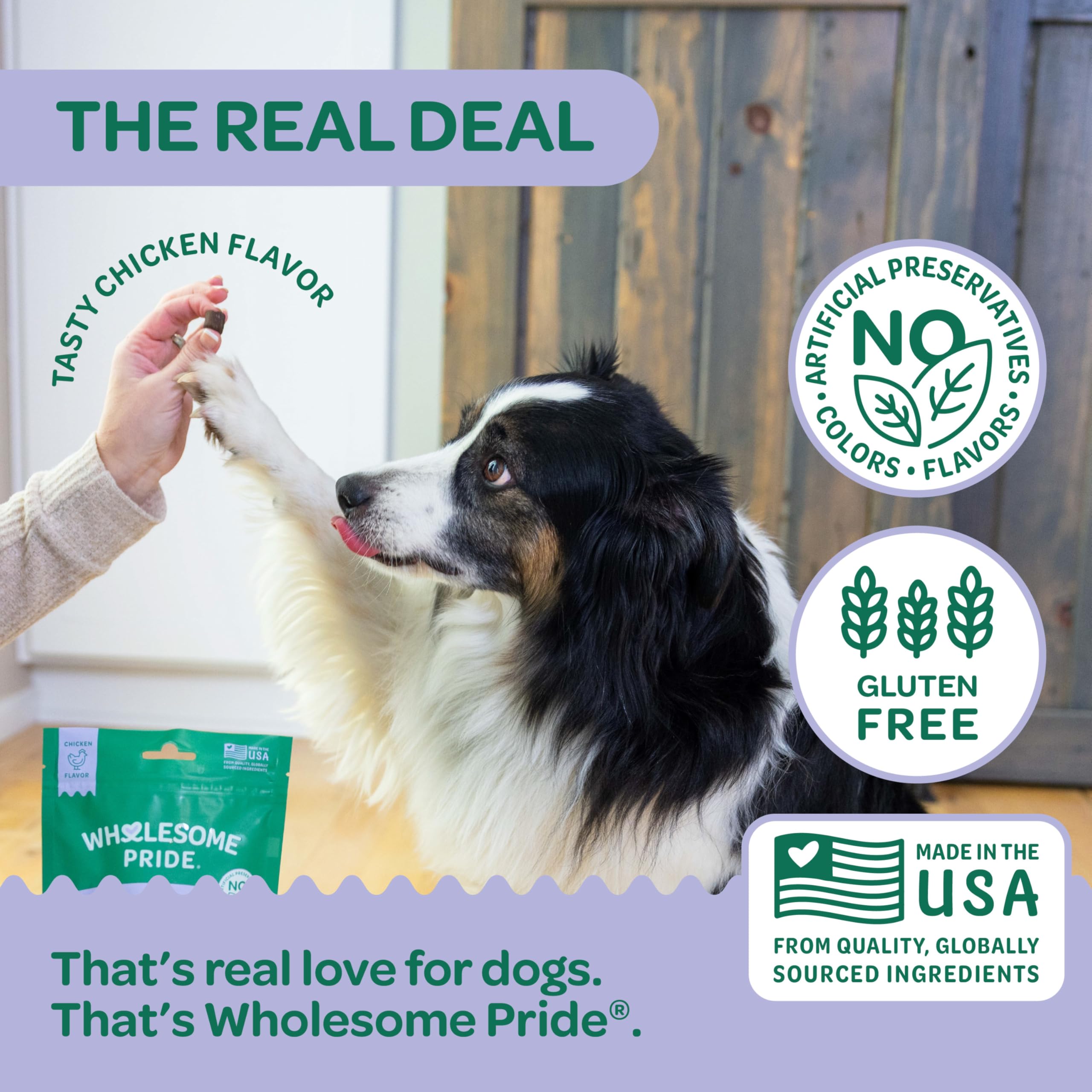 Wholesome Pride Hip & Joint Supplement for Dogs - 90 Soft Chews - Glucosamine, Chondroitin, MSM & Turmeric - Mobility Support &