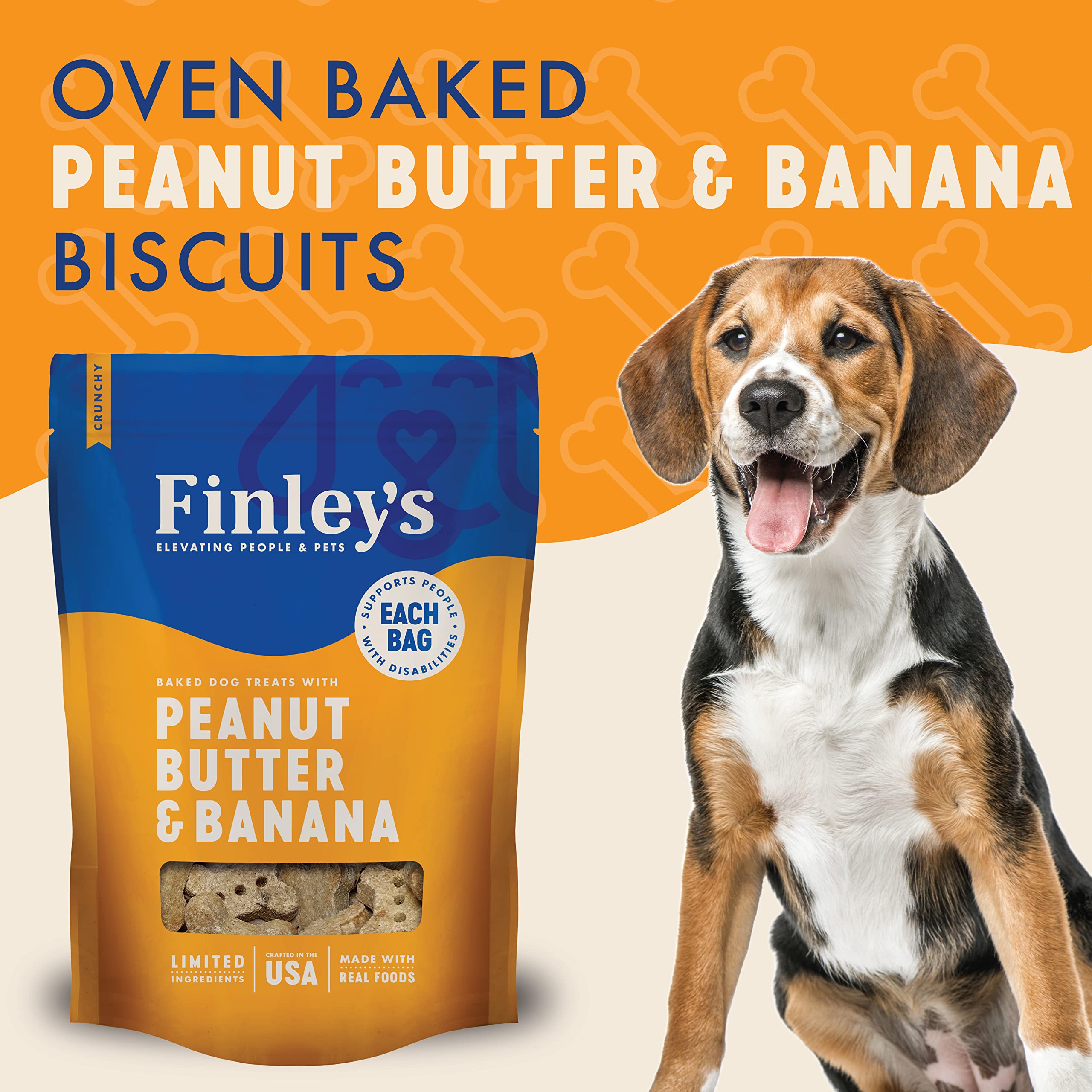 Finleys Peanut Butter & Banana Dog Biscuit Treats, All Natural, Limited Ingredient Dog Treats, 12 Ounce (Pack of 1)