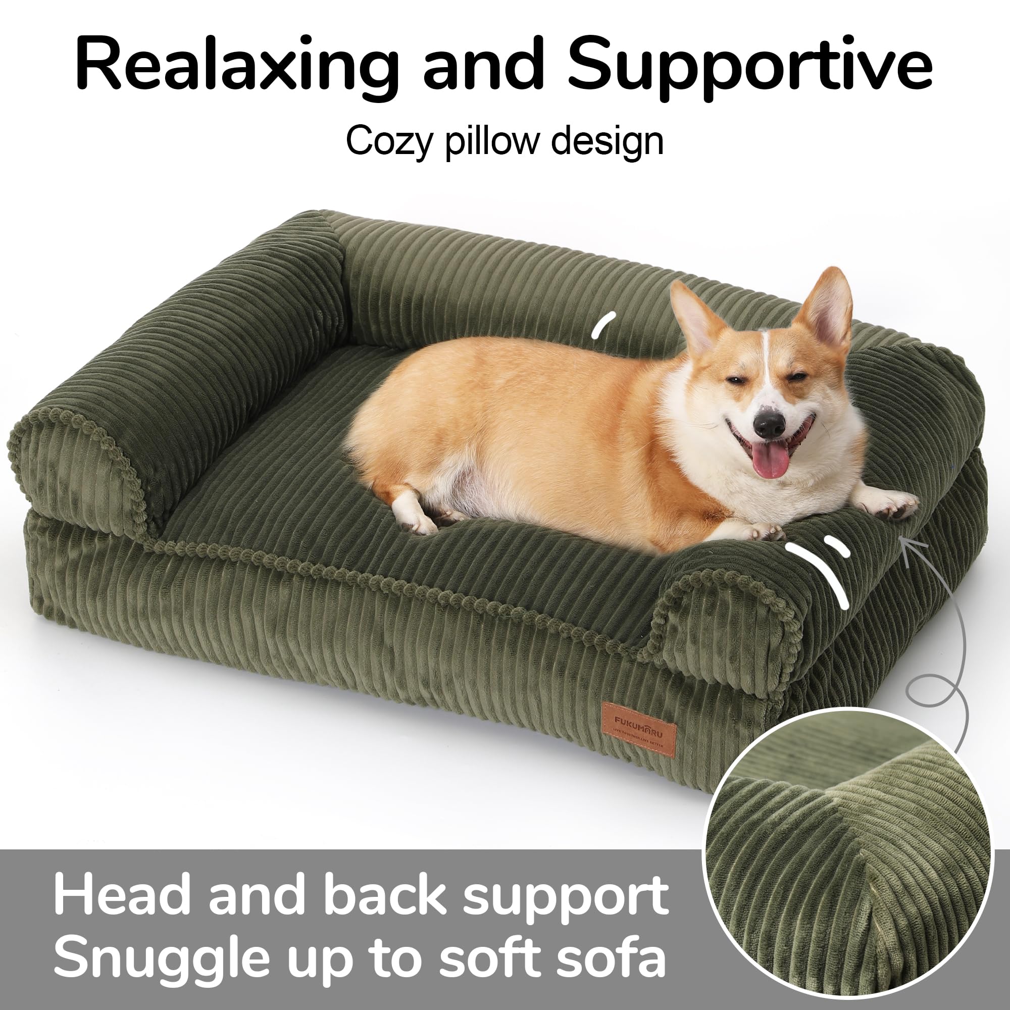 Fukumaru Cute Dog Bed, Fluffy Dogs Couch With Tpu Layer Keeping Lining Dry, Pet Sofa Medium Size Dog Easy To Care, Warm Cat Bed