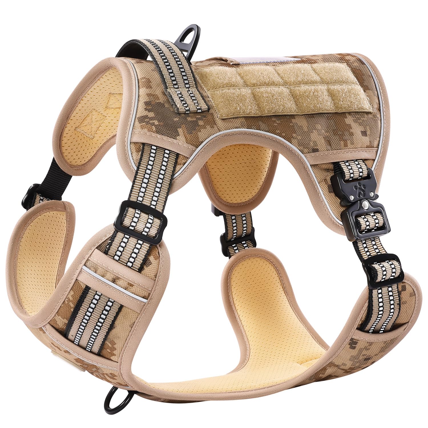Pawspassion Tactical Dog Harness For Large Dogs, Chew-Proof Metal Hardware, Heavy Duty No Pull Dog Harness, Reflective Strips, A