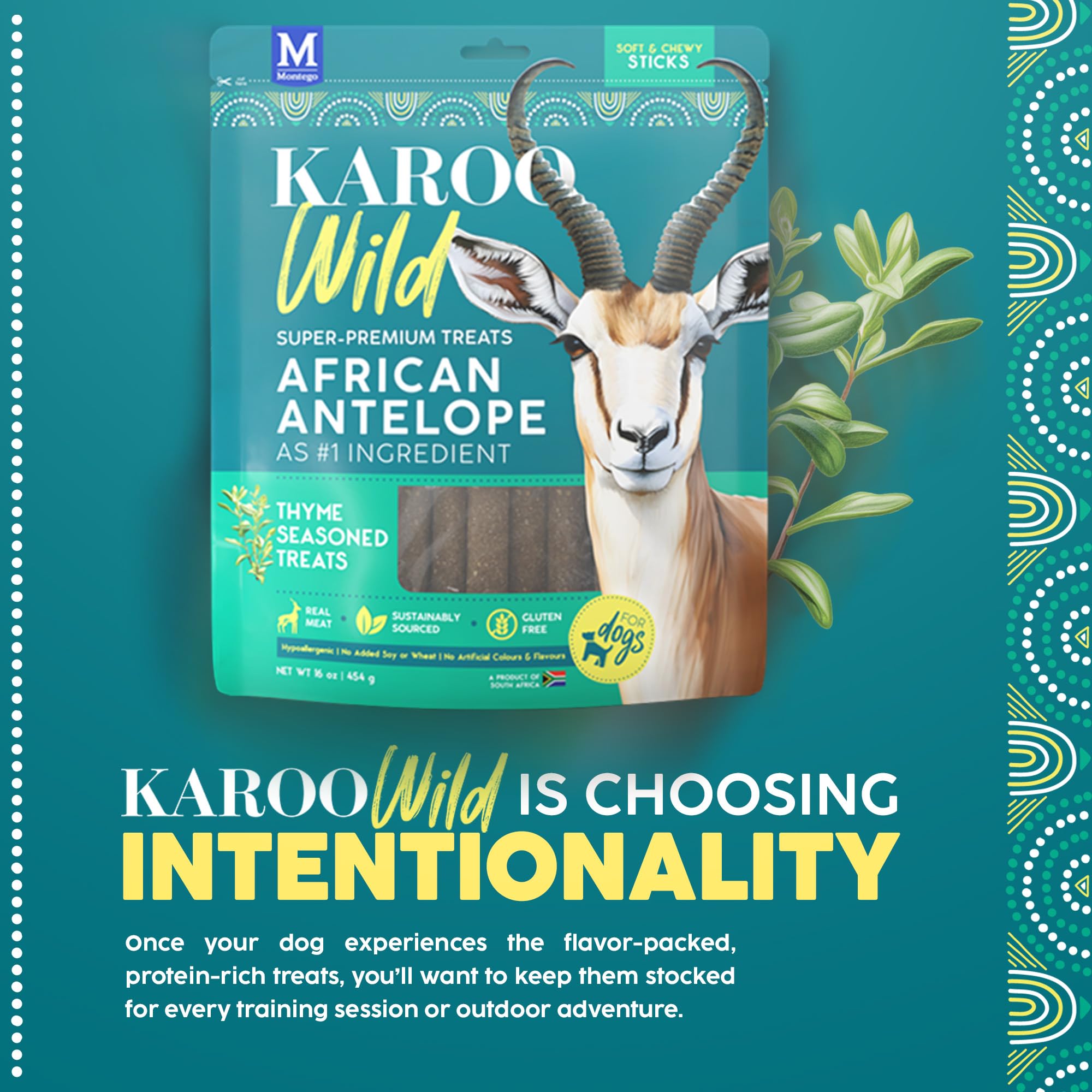 Karoo Wild Trail Bites Thyme Seasoned Treats for Dogs - 8 oz - Soft & Chewy Protein Bites Made with African Antelope - Great for