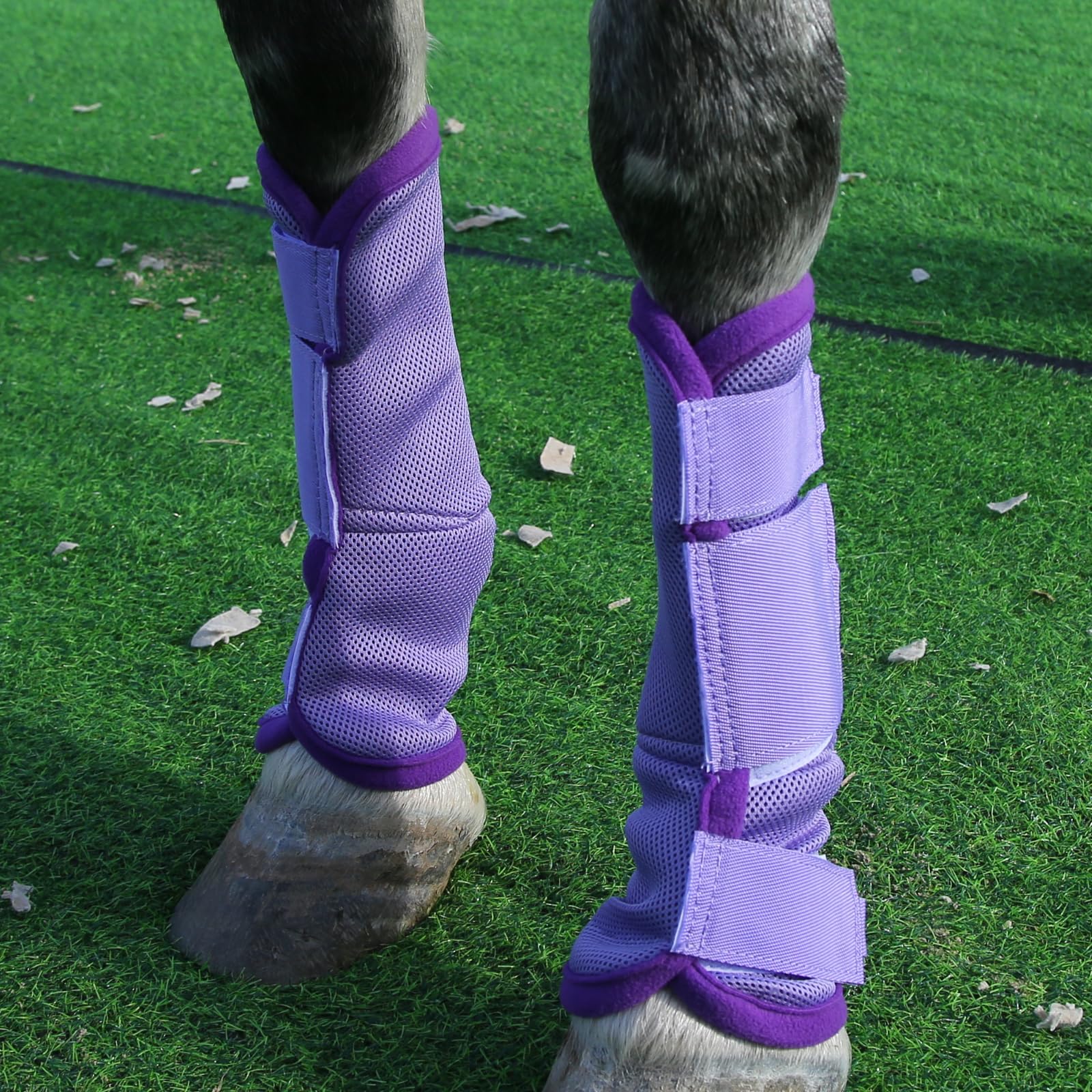 Gallopoff Horse Fly Boots Set Of 4, Breathable Comfy Mesh Fly Boots For Horses, Non-Slip Horse Fly Leggings No More Stomping & H