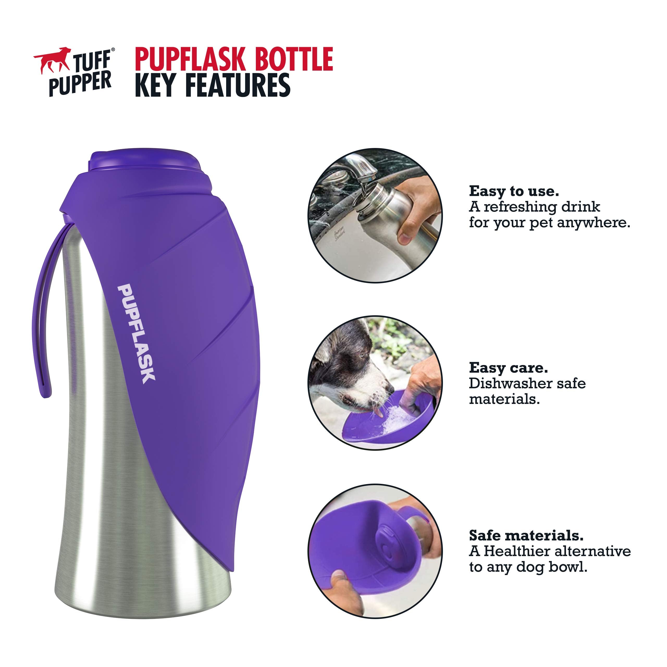 PupFlask Large Dog Water Bottle | 27 or 40 OZ Stainless Steel | Convenient Dog Water Dispenser | Puppy Travel Water Bowl | Porta