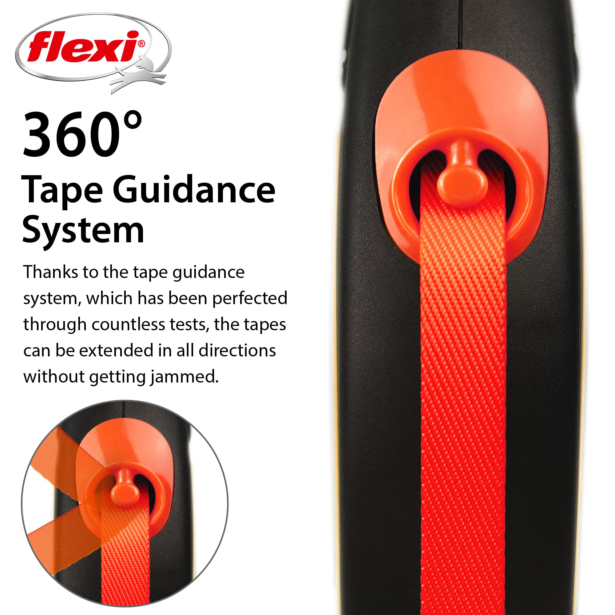 Flexi New Neon Tape Orange Medium 5M Retractable Dog Leash/Lead For Dogs Up To 25Kgs/55Lbs