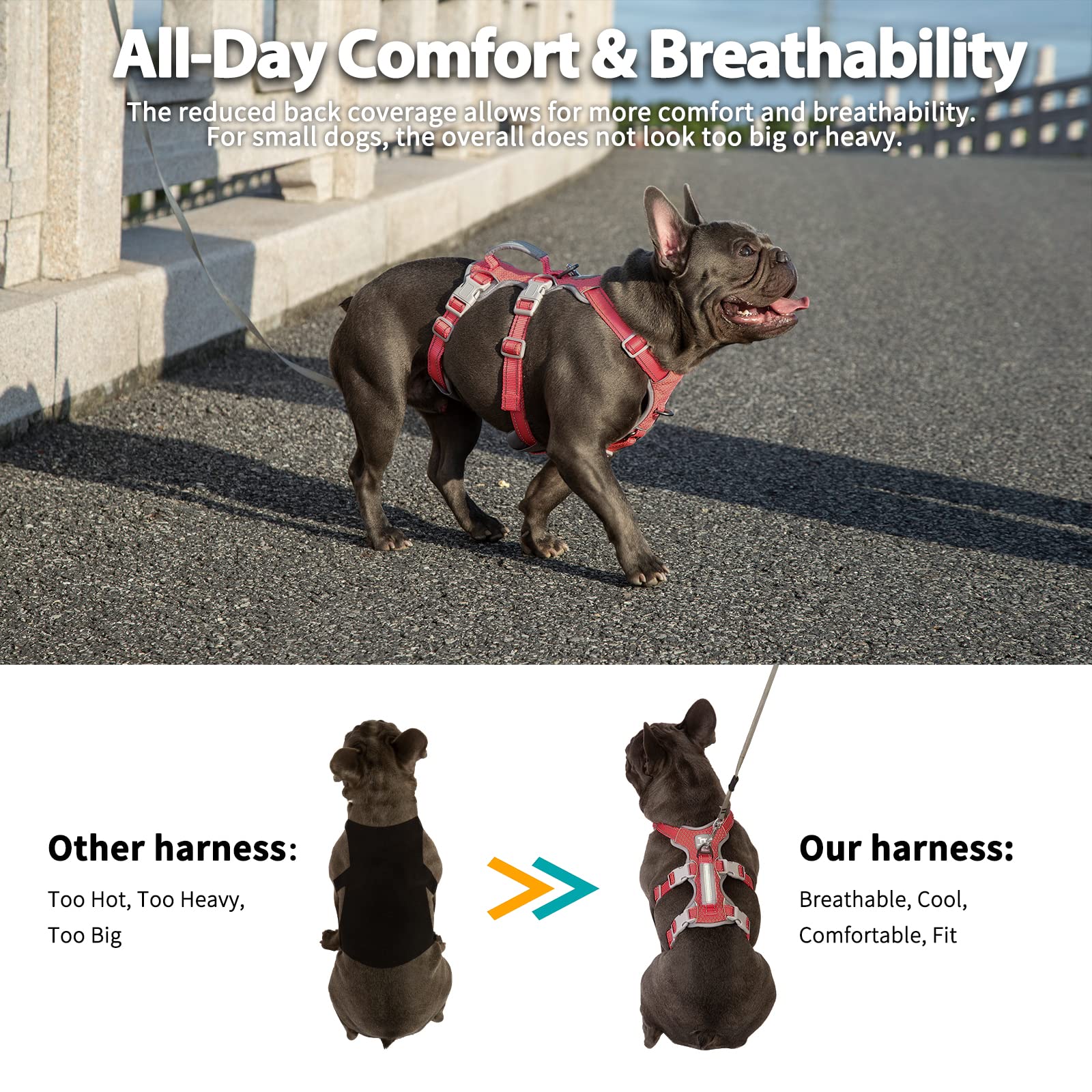 Huntboo Escape Proof Dog Harness, Secure Dog Harness No Escape, Fully Reflective Harness With Handle, Breathable, Durable, Adjus