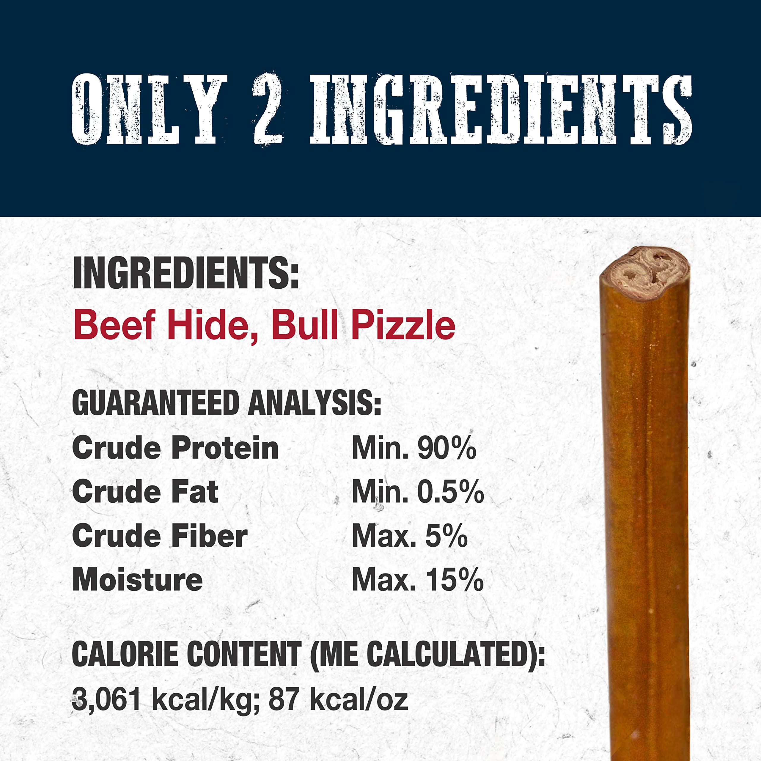 Cadet Bully Hide Sticks for Small Dogs, All-Natural Beef Pizzle, Limited-Ingredient Long-Lasting Dog Chews for Aggressive Chewer