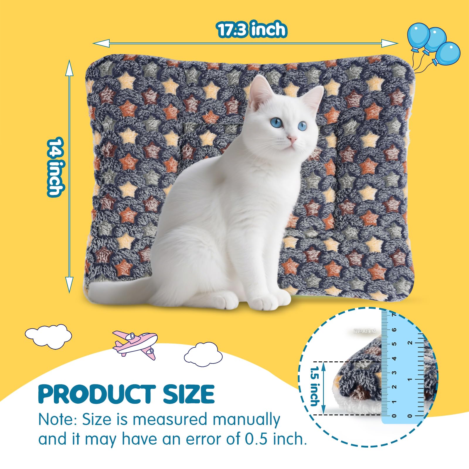 ARCTIC EAGLE 2 Pack Bunny Bed - 14 x 17.3 Inch Rabbit Pee Pads Bedding - Washable and Thickness Upgrade (Dark Blue,XL)