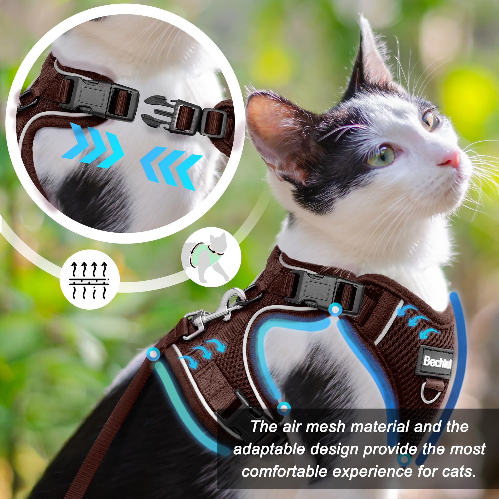 Cat Harness And Leash Set - Escape Proof Adjustable Cat Harness, Comfortable Soft Lightweight, Use Safe & Easy, Walking Travel K