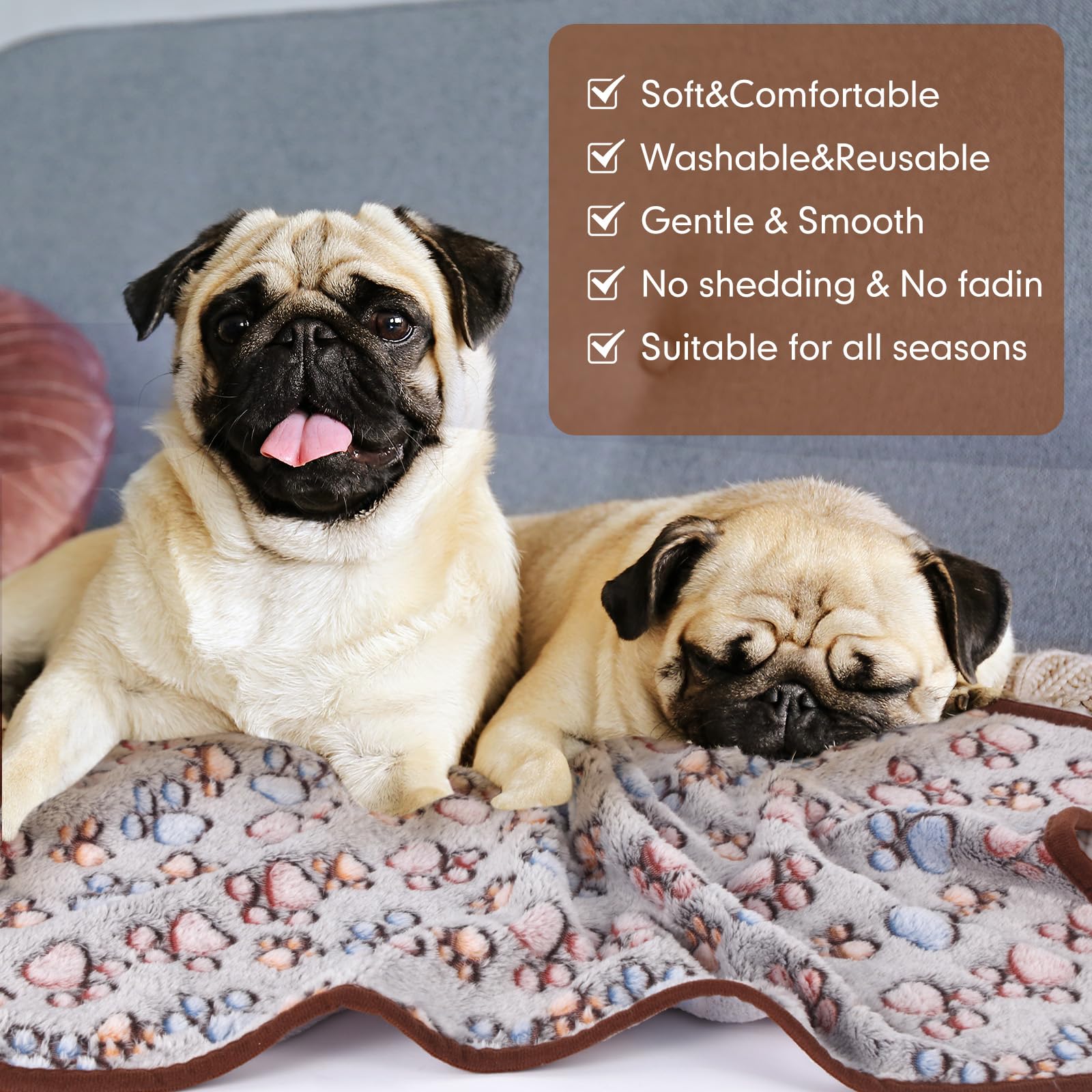 Chumia 40 Pcs Blankets Soft Fluffy Fleece Washable Pet Dog Sleep Mat Paw Print Pattern Fleece Blankets For Pets Throw Warm Bed M
