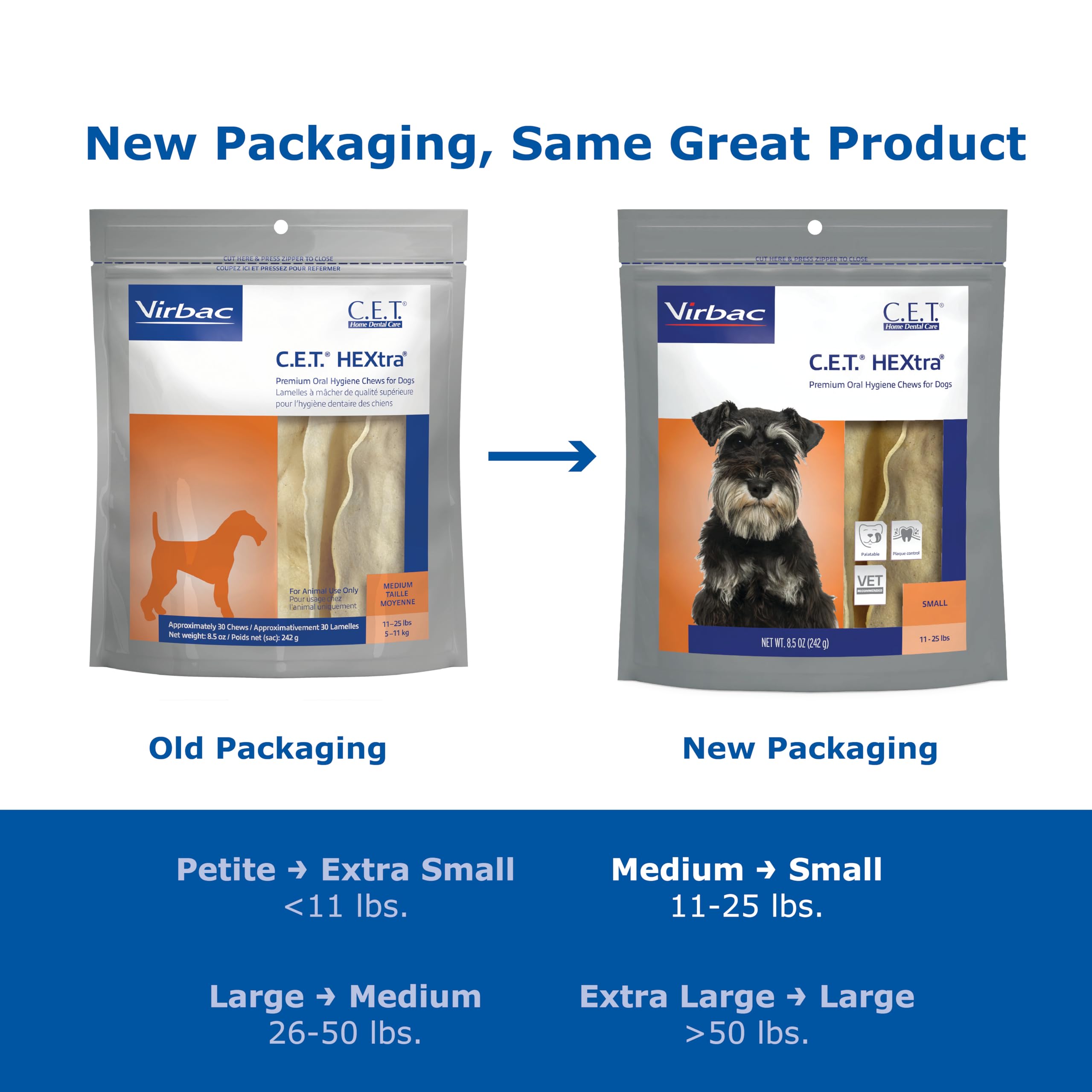 Virbac C.E.T. HEXtra Premium Oral Hygiene Chews for Dogs, 11-25 lbs, 8.5 Oz