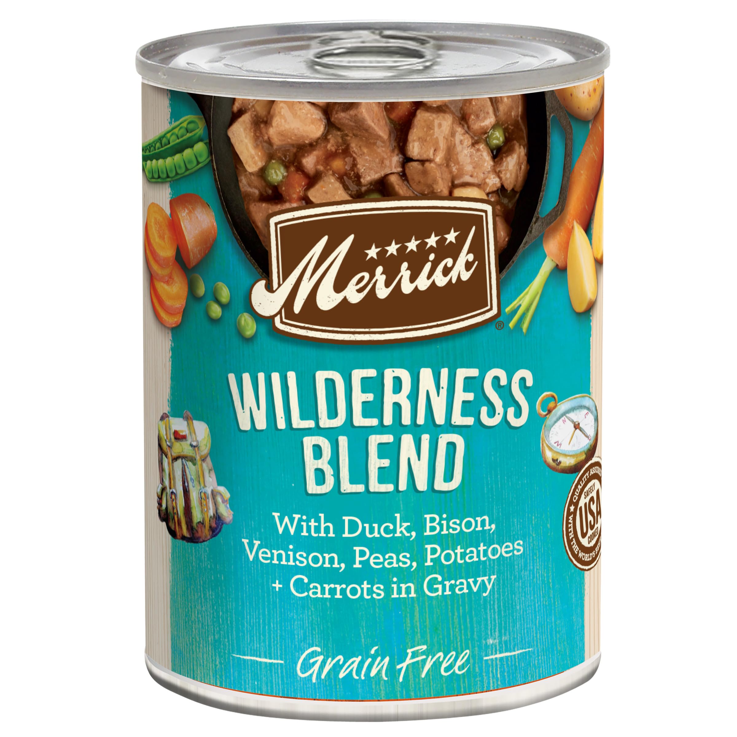 Merrick Grain Free Wet Dog Food, Premium Soft and Wholesome Canned Adult Dog Food, Wilderness Blend Recipe - (Pack of 12) 12.7 o
