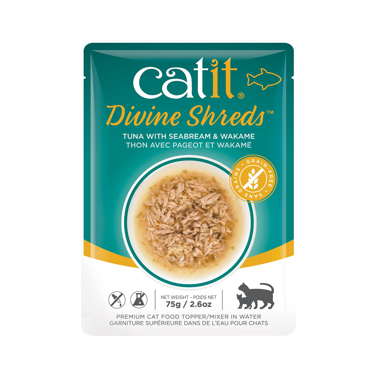 Catit Divine Shreds Premium Cat Food Topper, Tuna With Seabream & Wakame