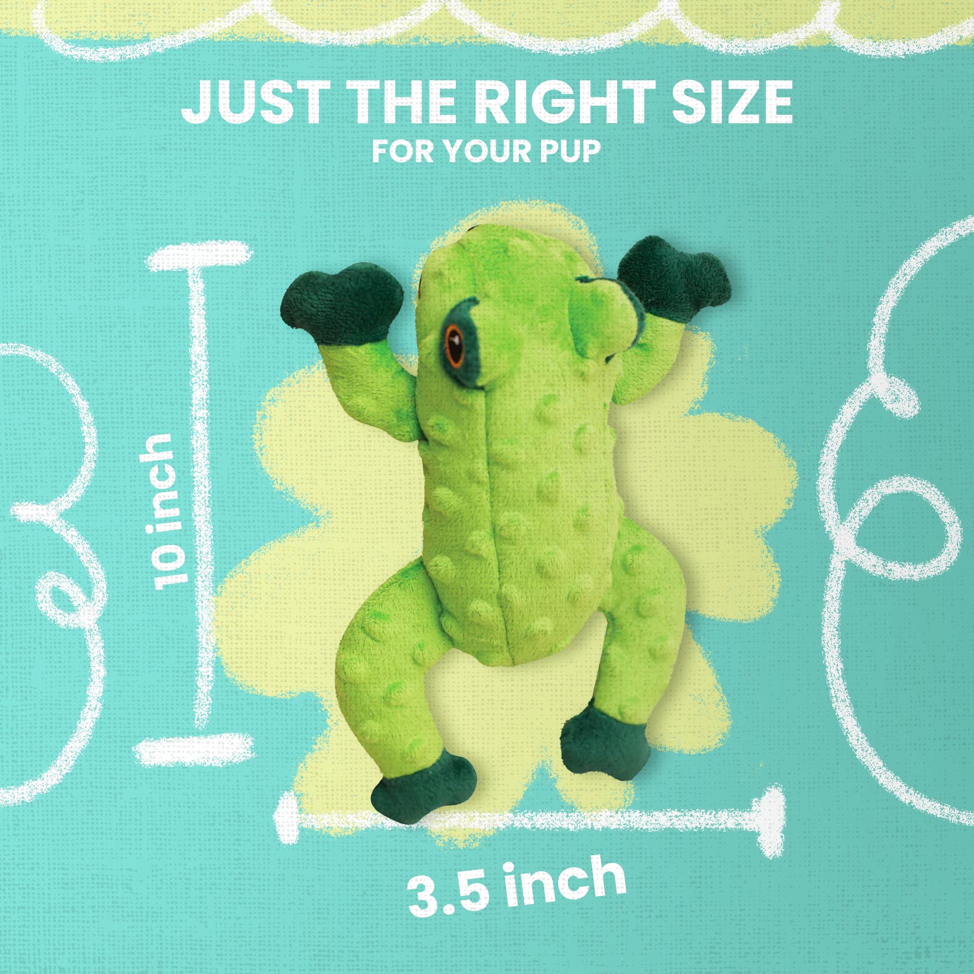Snugarooz Lilly The Frog Dog Toy With Repair Patch – Soft & Durable Plush - Squeaker & Crinkle Sounds - Ideal For Medium Dogs - Fun & Safe Play