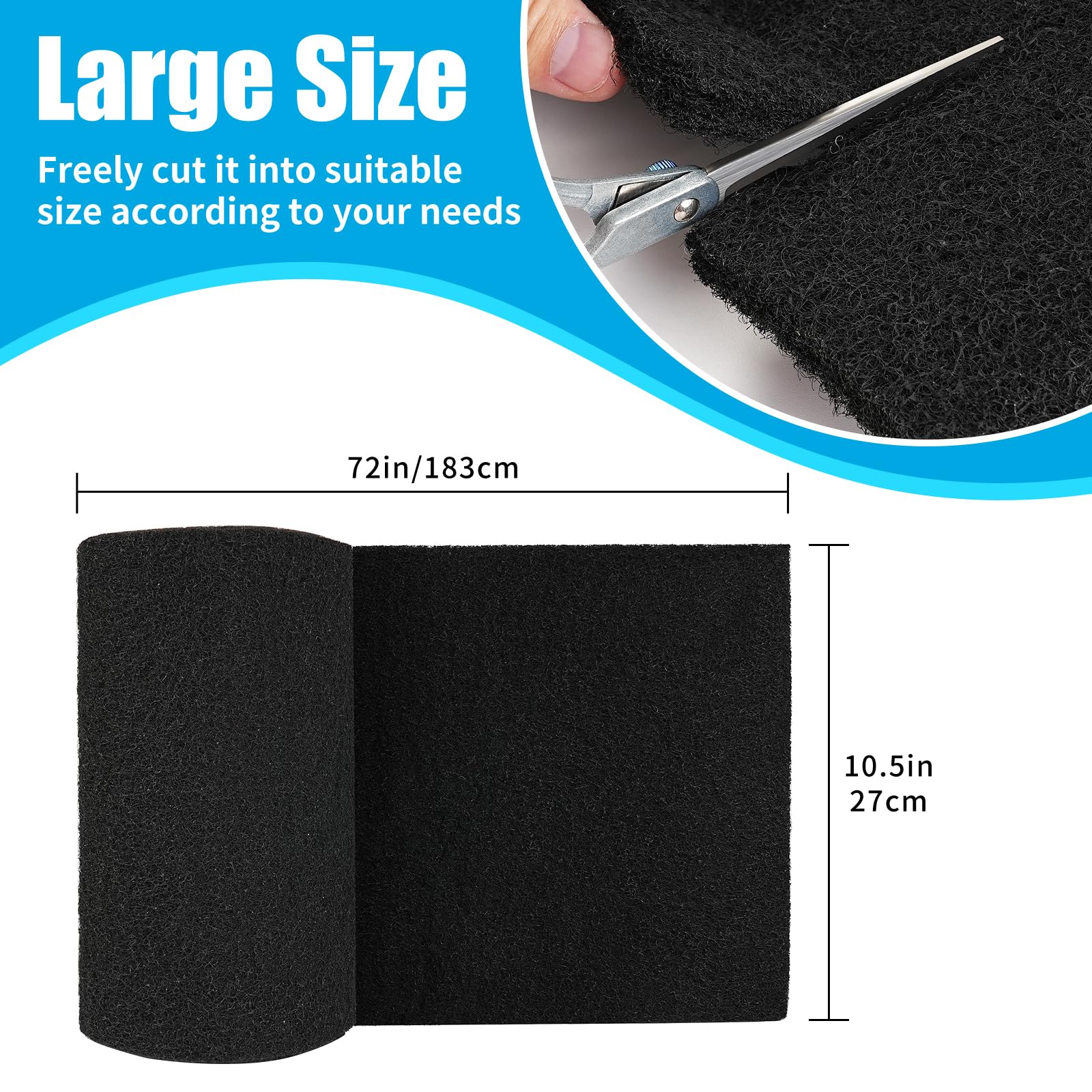 Aquaneat Aquarium Activated Carbon Filter Media Pad For Fish Tank Pond Canister Filter (10.5' X 72')