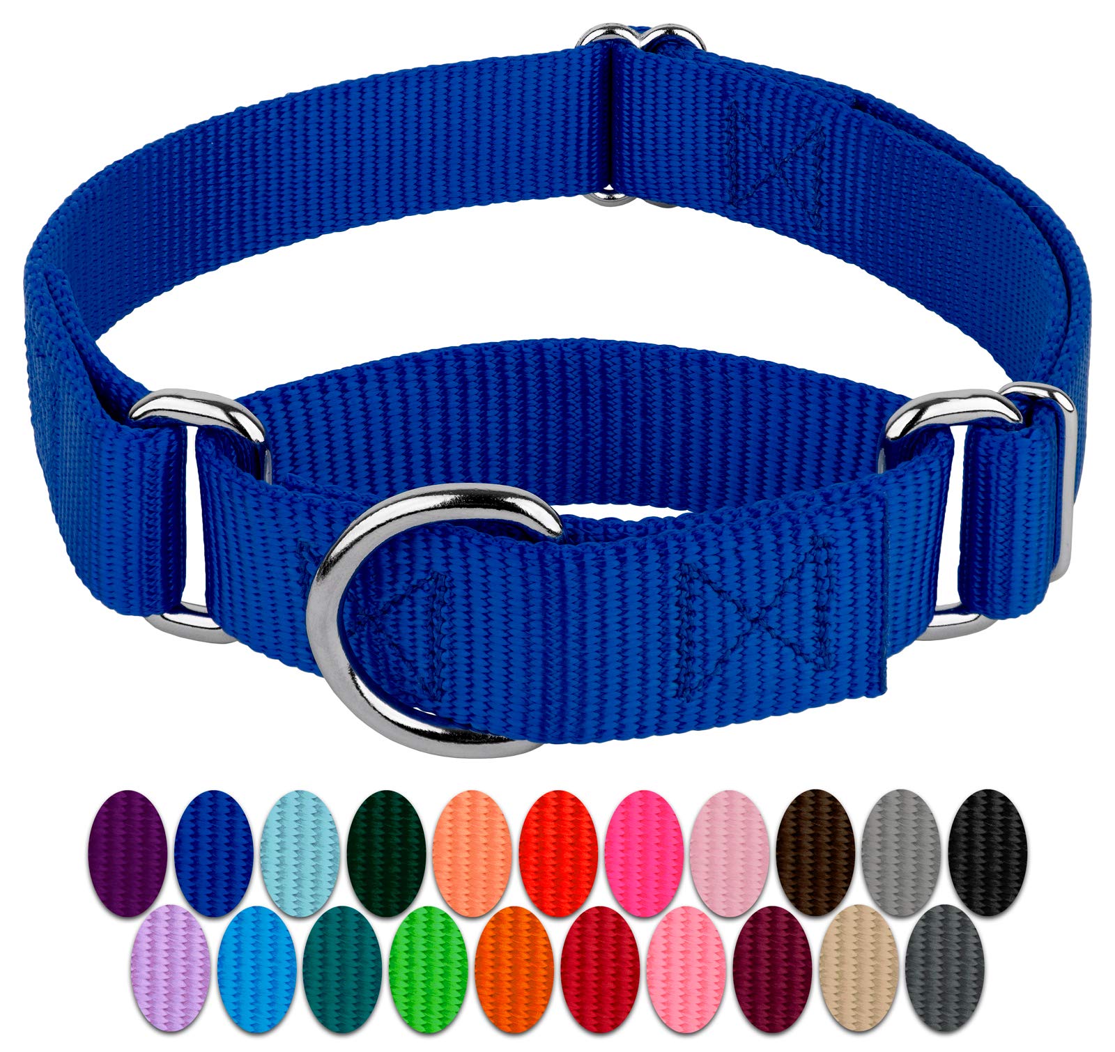 Country Brook Petz - Royal Blue Martingale Heavy Duty Nylon Dog Collar - 21 Vibrant Color Options (3/8 Inch Width, Mini), Mini (Pack Of 1)