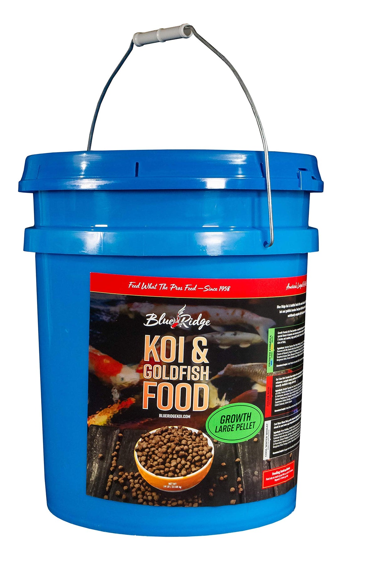Blue Ridge Fish Food Pellets 14Lb], Koi And Goldfish Growth Formula, Floating 316 Pellet, Balanced Diet