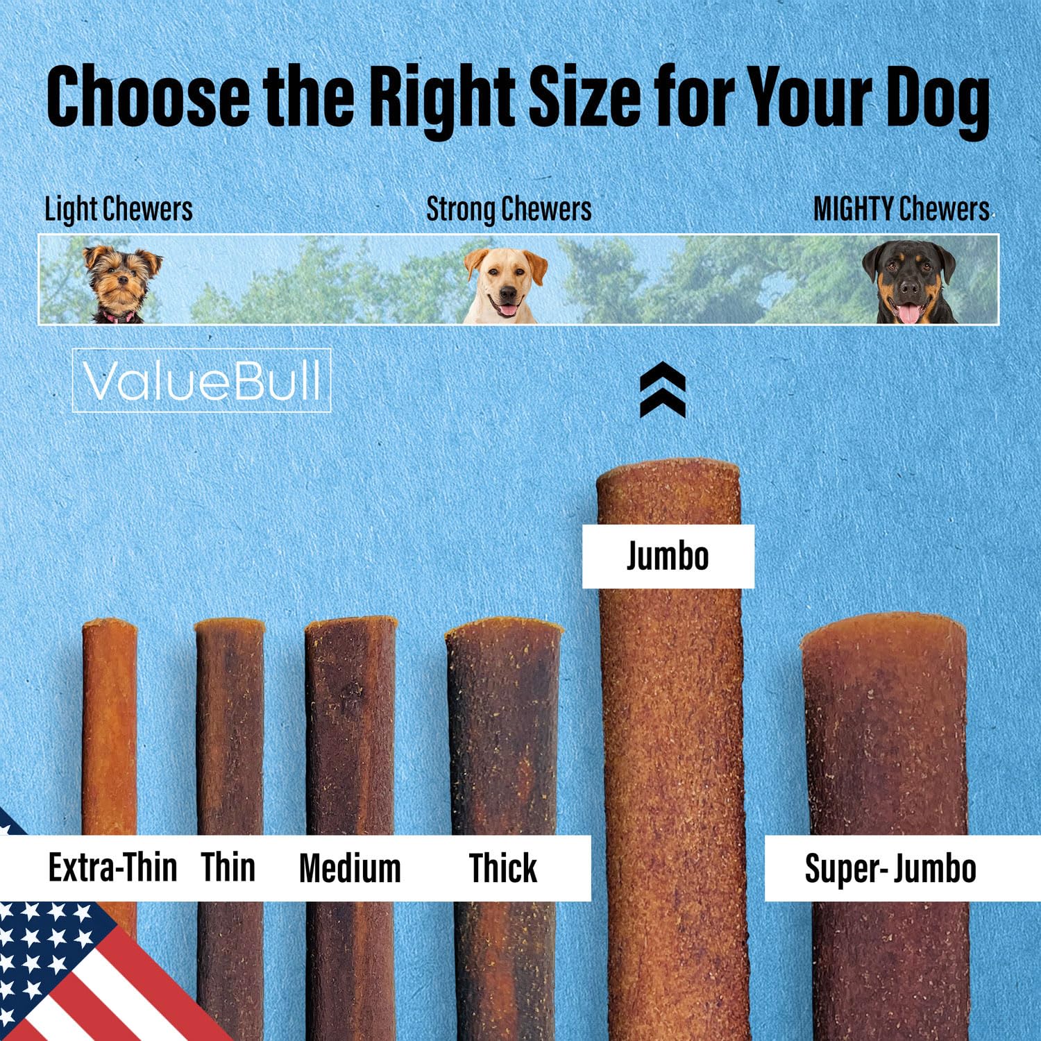 ValueBull USA Collagen Sticks for Dogs, 6 Inch Jumbo Chews, Natural Long-Lasting Dog Treats, 10 Count - Promotes Joint, Skin & C