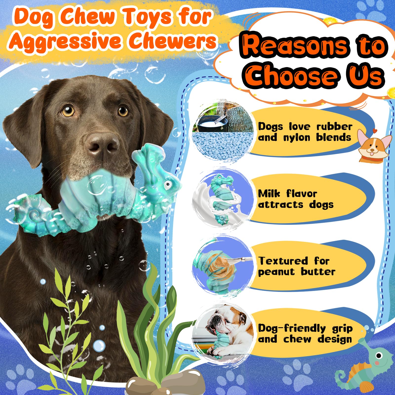 Dog Toys For Aggressive Chewers: Interactive Dog Chew Toys For Large Dogs - Squeaky Toys For All Breeds To Keep Them Busy -Chew