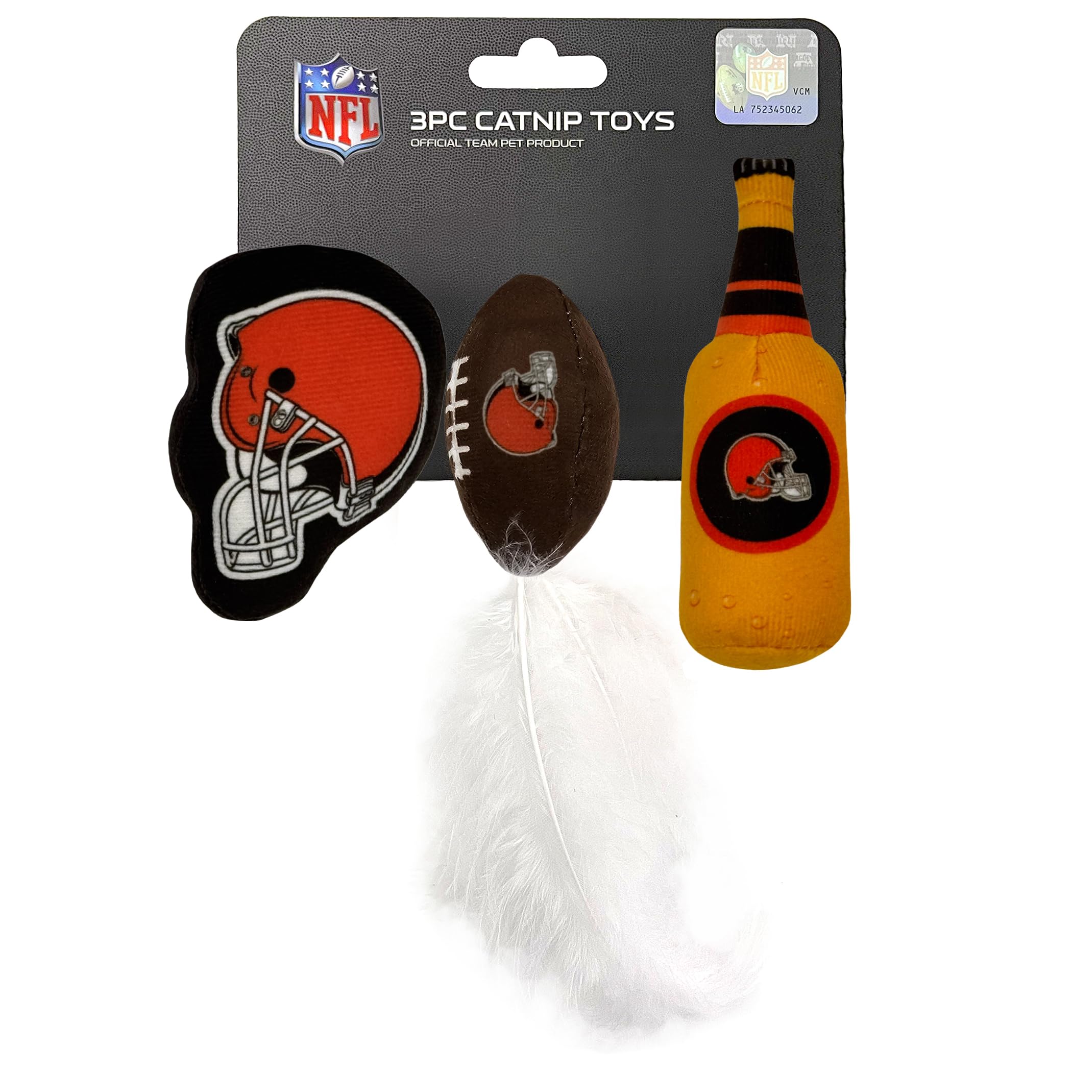 Pets First Best Plush Cat Toy - Nfl Cleveland Browns Complete Set Of 3 Piece Cat Toys Filled With Fresh Catnip. Includes: 1 Helm