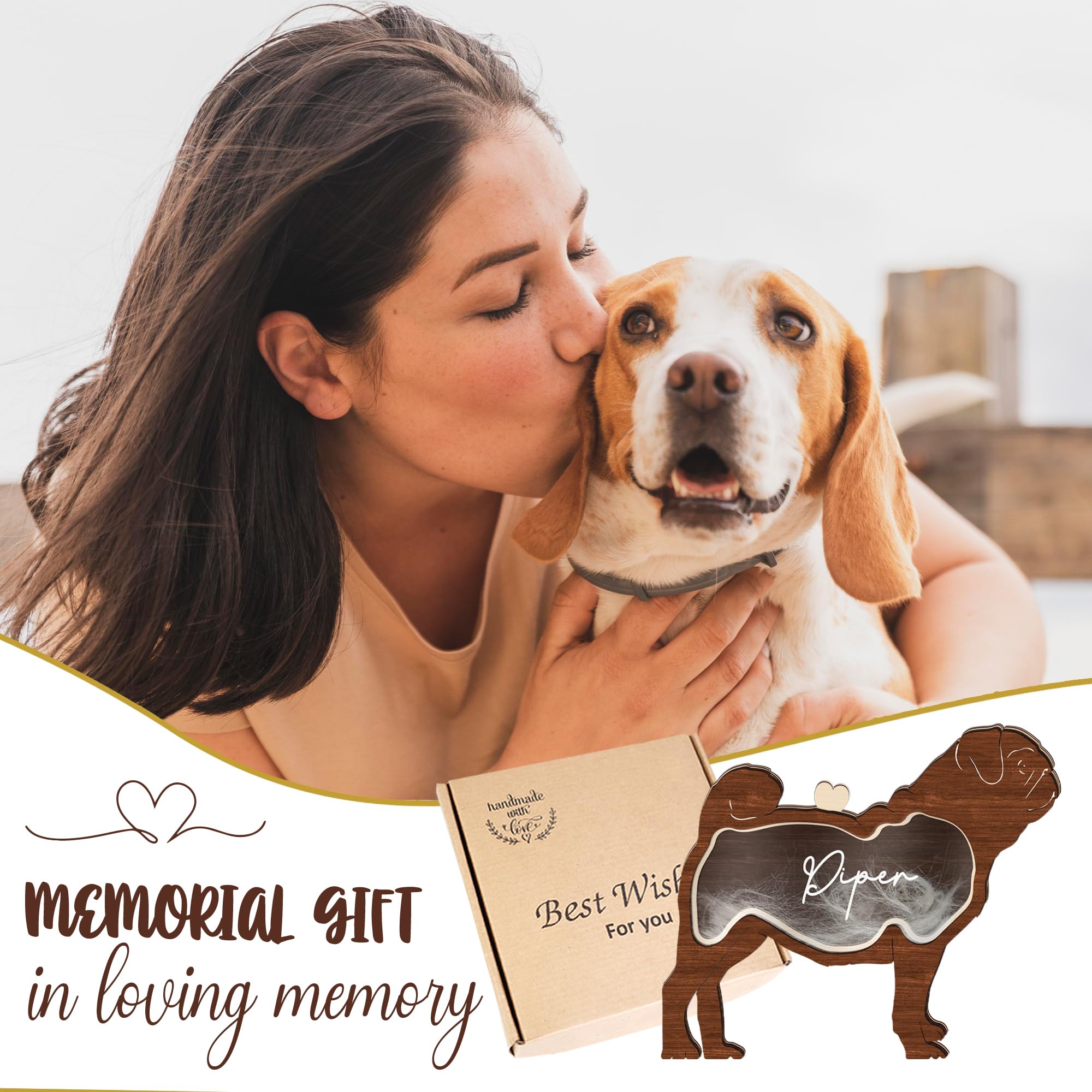 Pug Dog Hair Keepsake Box Wooden Pet Fur Gifts For Dog Cat Unique Dog Shape Standable Tabletop Decoration Pet Dog Memorial Idea