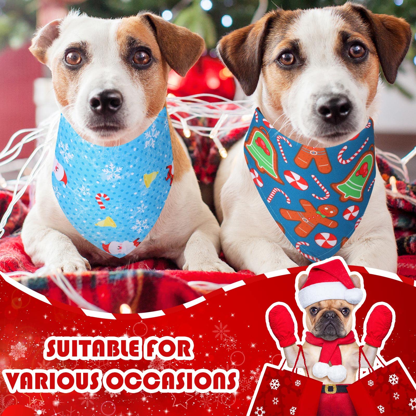 50 Pieces Christmas Dog Bandanas Bulk Dog Kerchief Set Bibs Triangle Dog Scarf Dog Bandanas With Christmas Patterns For Pet Christmas Party Costume Accessories Decoration (25.6 X 17.7 X 17.7 Inch)