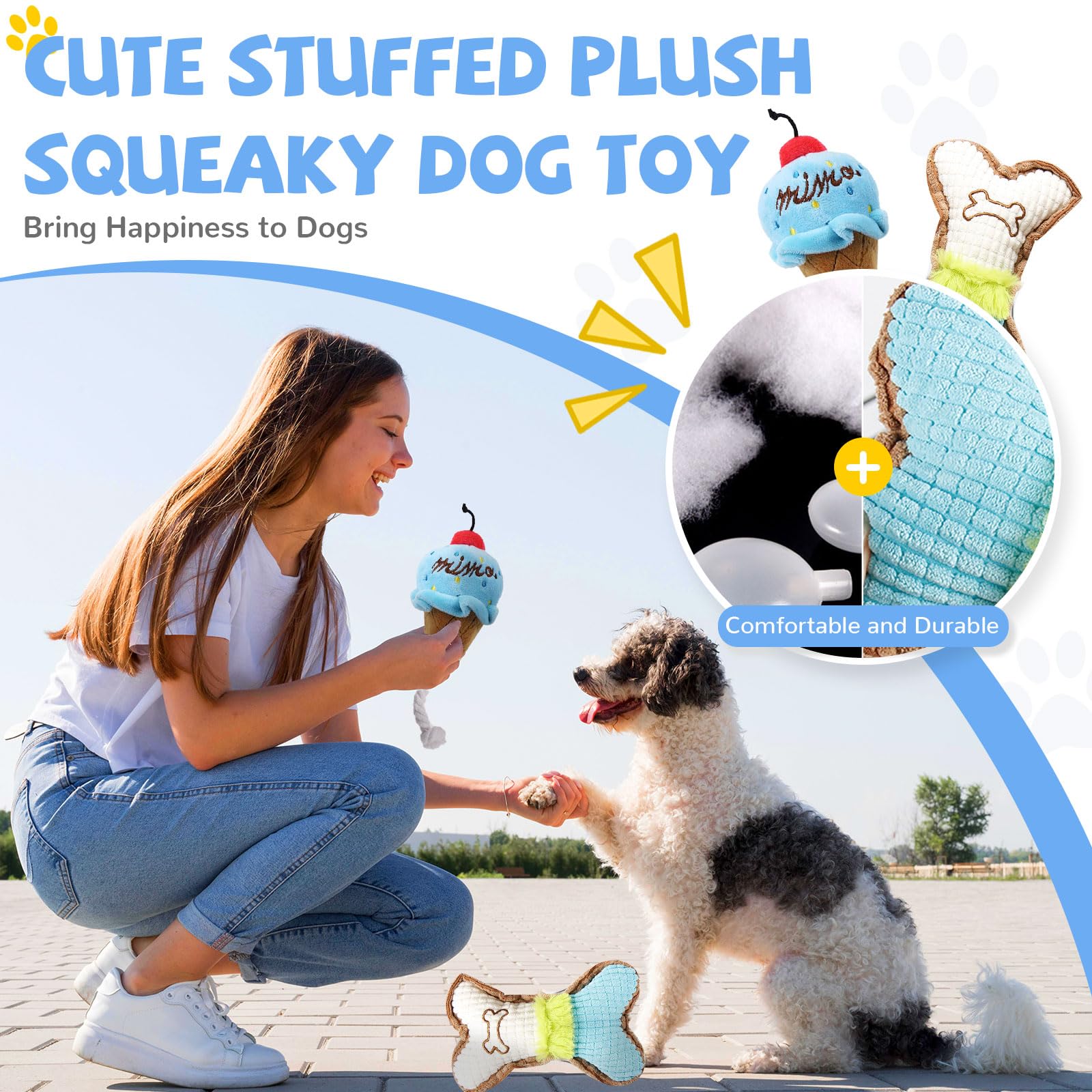 Baejmjk 6 Pack Puppy Teething Toys Blue Small Breed Dog Chew Toys With Rope Cute Plush Squeaky Dog Toys Soft Rubber Puppy Toys S