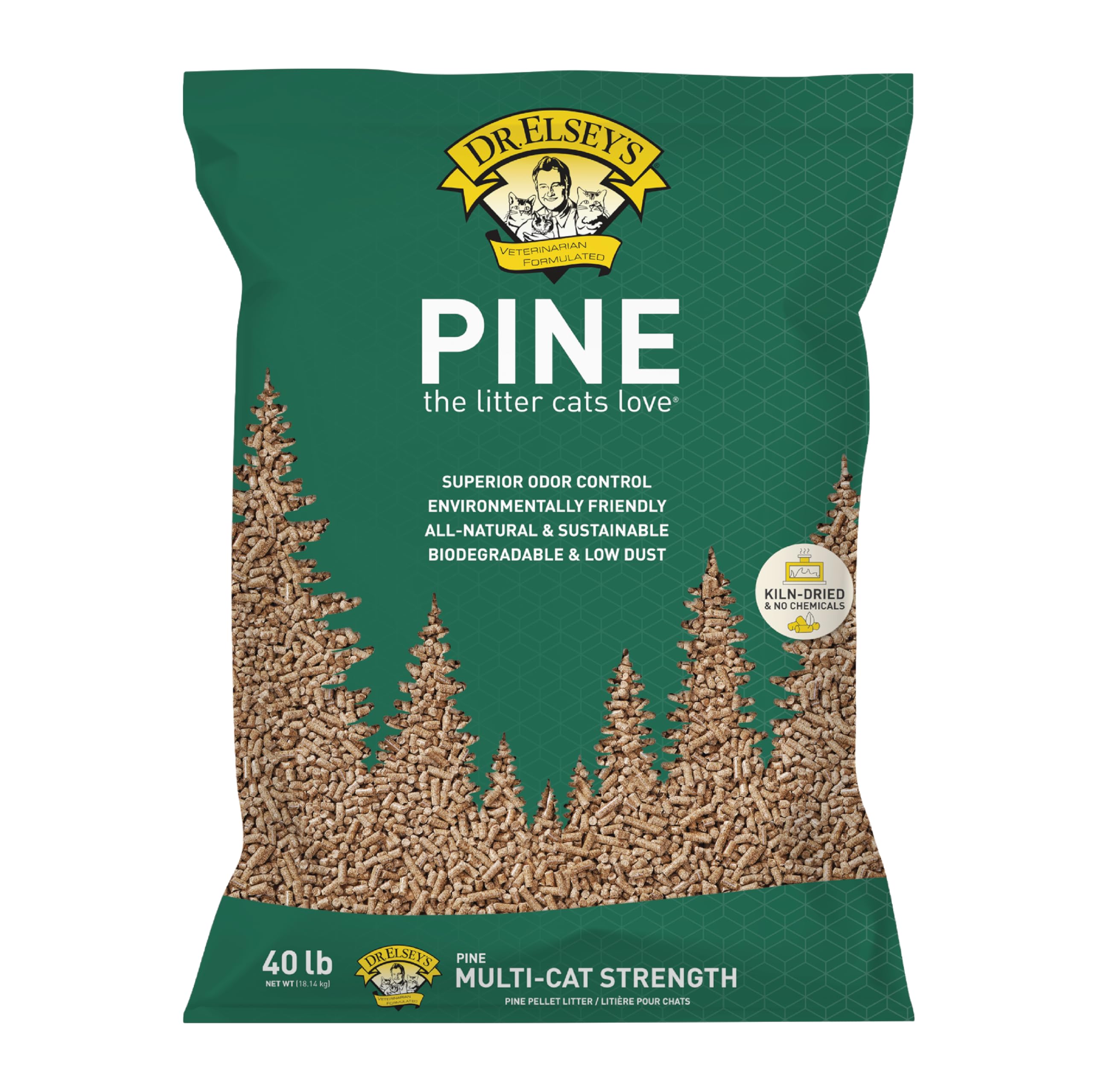 Dr. Elseys Pine All-Natural Kiln-Dried Cat Litter 40 lb. Bag