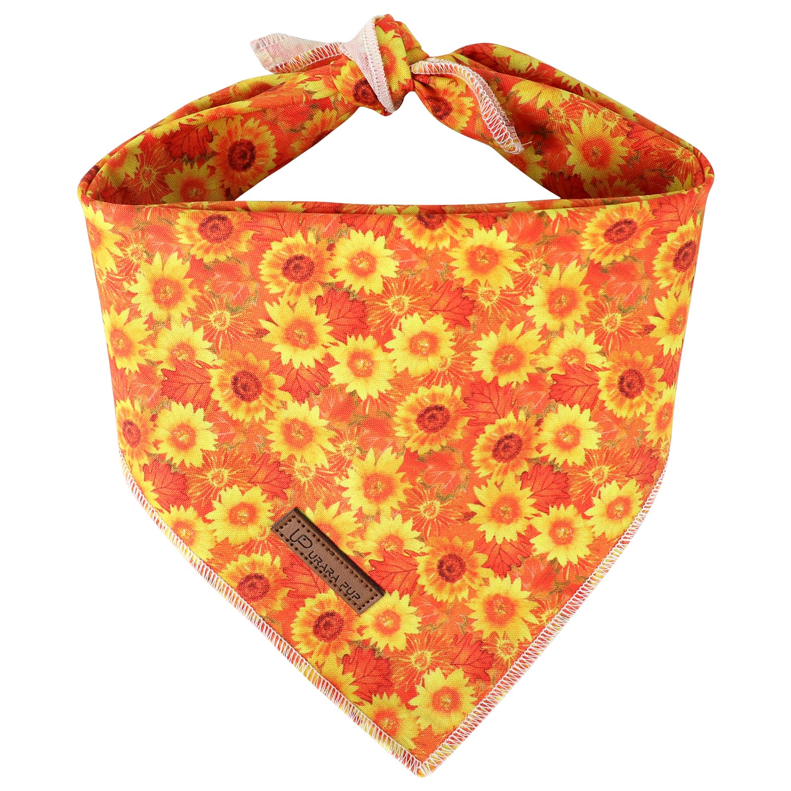Up Urara Pup Sunflower Dog Bandana, Cute Flower Bandana For Girl Boy Dogs, Cotton Puppy Bandana, Adjustable Pet Triangle Bid Sca