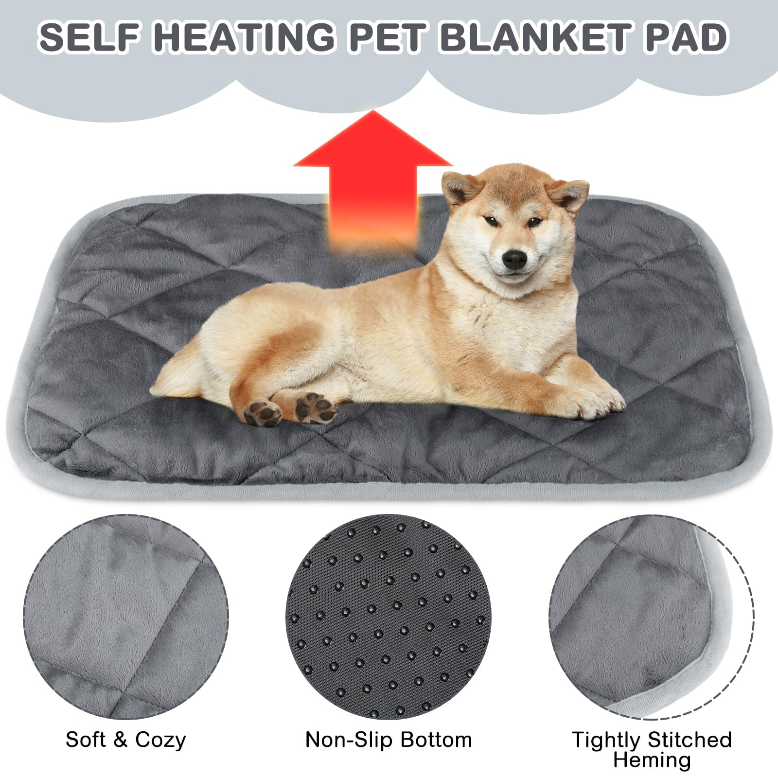 Clysee 4 Pack Self Heating Cat Pad Self Warming Dog Mat Reflects Body Heat Extra Warm Thermal Pet Pad Washable Dog Cat Bed Crate
