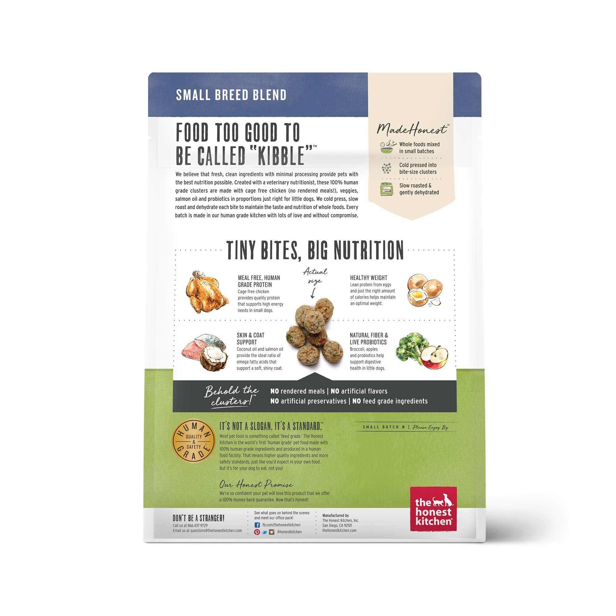The Honest Kitchen Whole Food Clusters Small Breed Grain Free Chicken Dry Dog Food, 1 lb Trial Pouch