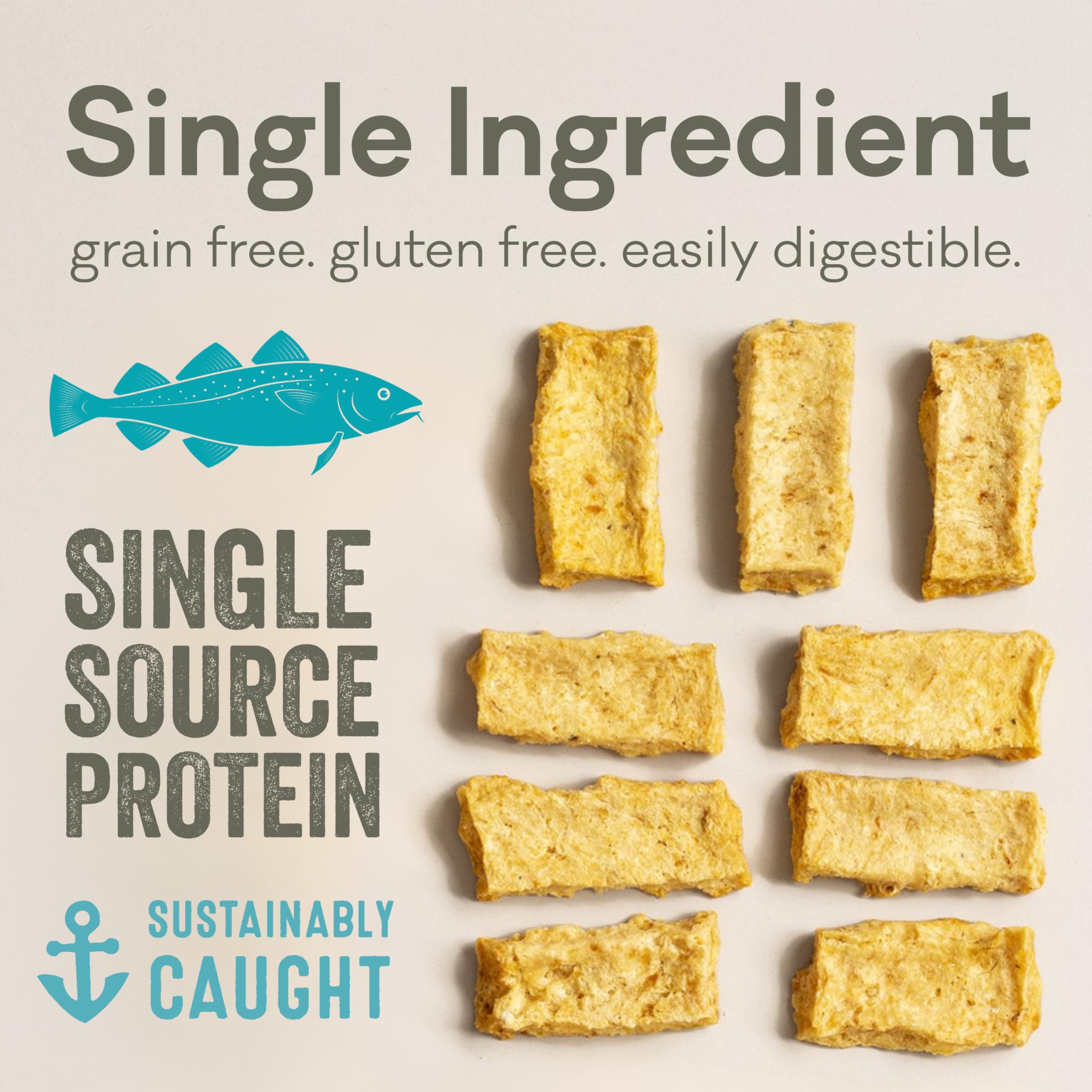 Polkadog Crunchy Alaskan Cod Chip Dog Treats - 100% Wild-Caught Fish Treat for Dogs, Cats - All-Natural, Grain-Free, Gluten-Free