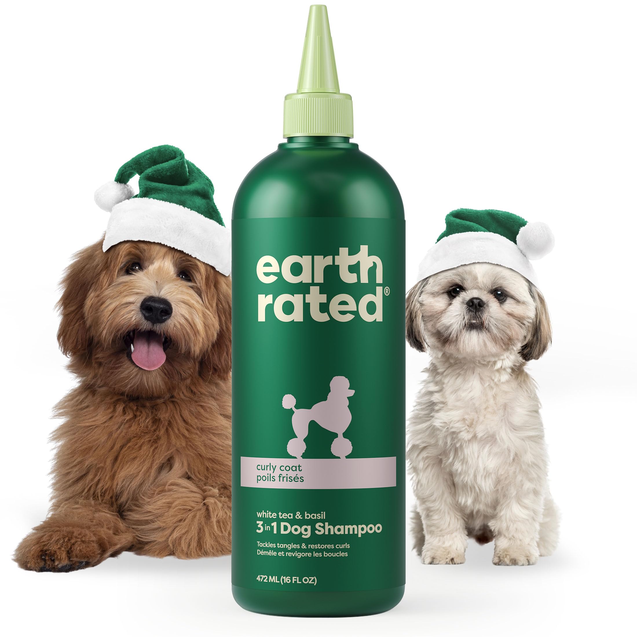 Earth Rated 3-In-1 Dog Shampoo, Conditioner And Deodorizer, For Curly-Coated Dogs And Puppies To Tackle Tangles And Restore Curls, Refreshing White Tea And Basil Scent, 16 Oz