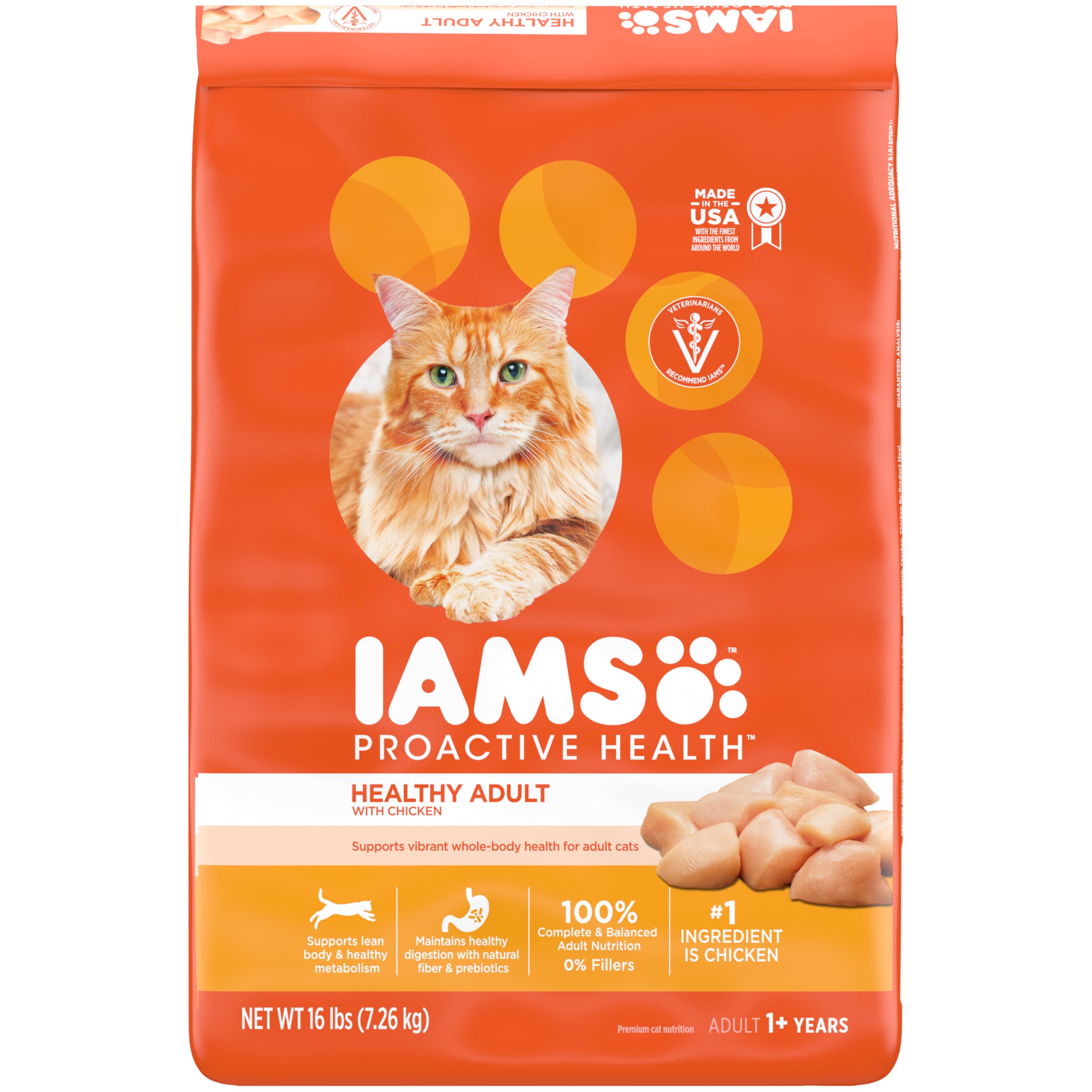 IAMS Proactive Health Healthy Adult Dry Cat Food with Chicken, 16 lb. Bag