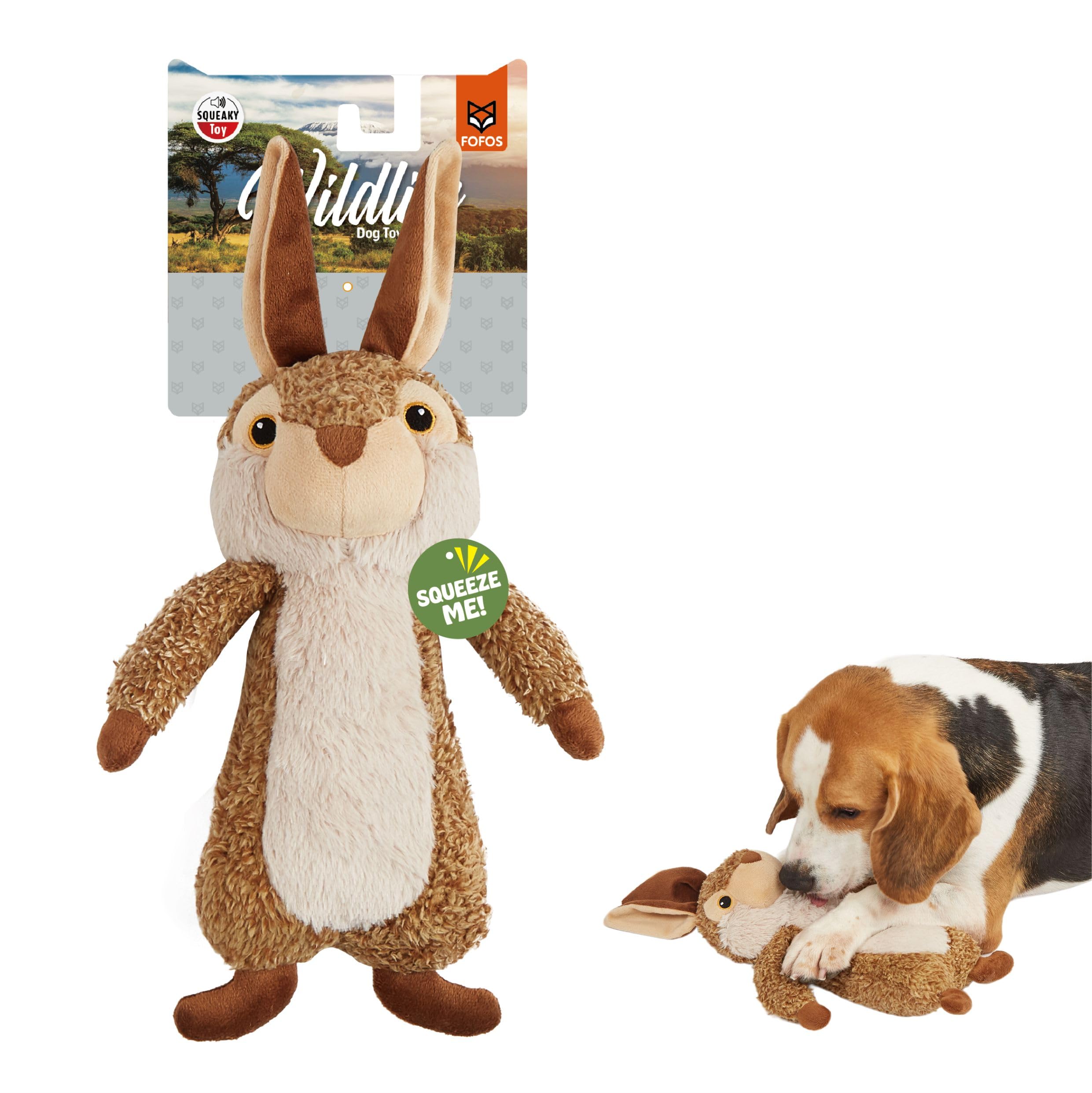 Barkbutler X Fofos Wildlife Rabbit Plush  Soft & Squeaky Toys For Dogs, Dog Toys For XSmall To Medium Dogs (020Kgs)  Brown